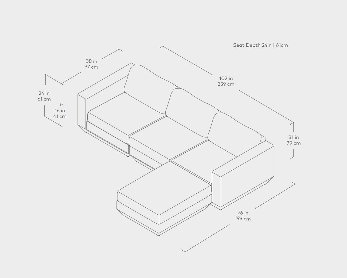 Podium Modular 4PC Sectional | Left