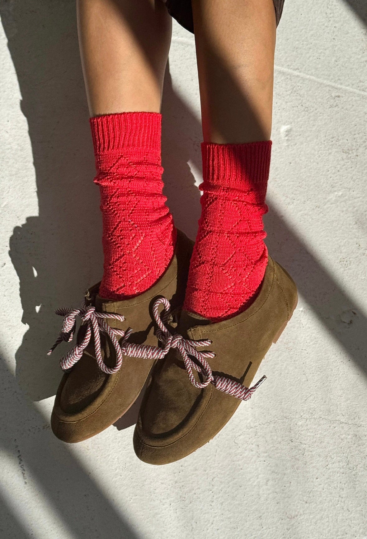 Modal Eyelet Socks | Poppy Red