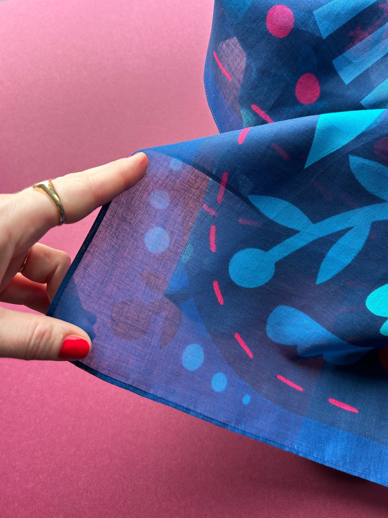 Folky Blues Cotton Scarf by Rare Press