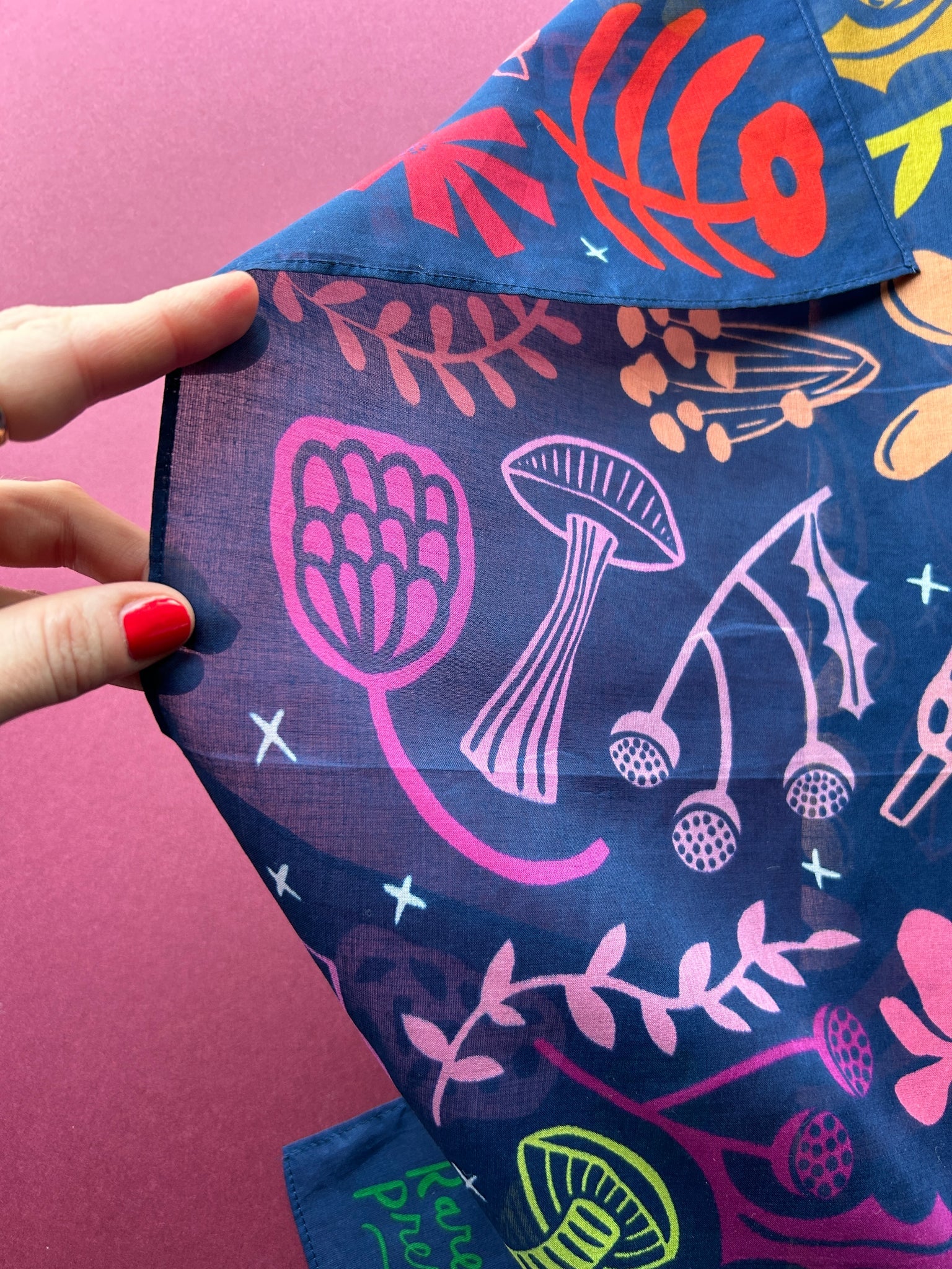 Mushrooms & Flowers Cotton Scarf by Rare Press
