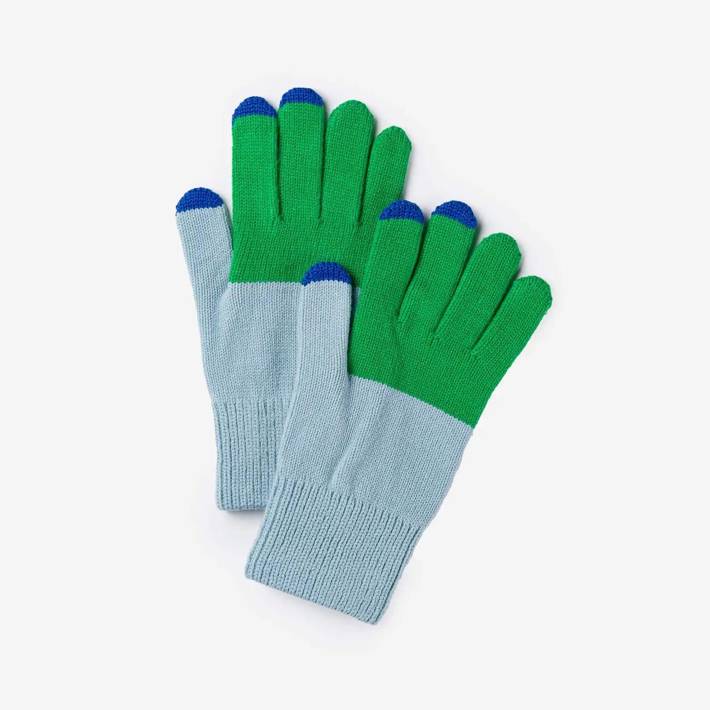 Colorblock Knit Touchscreen Gloves - Kelly Stone Blue