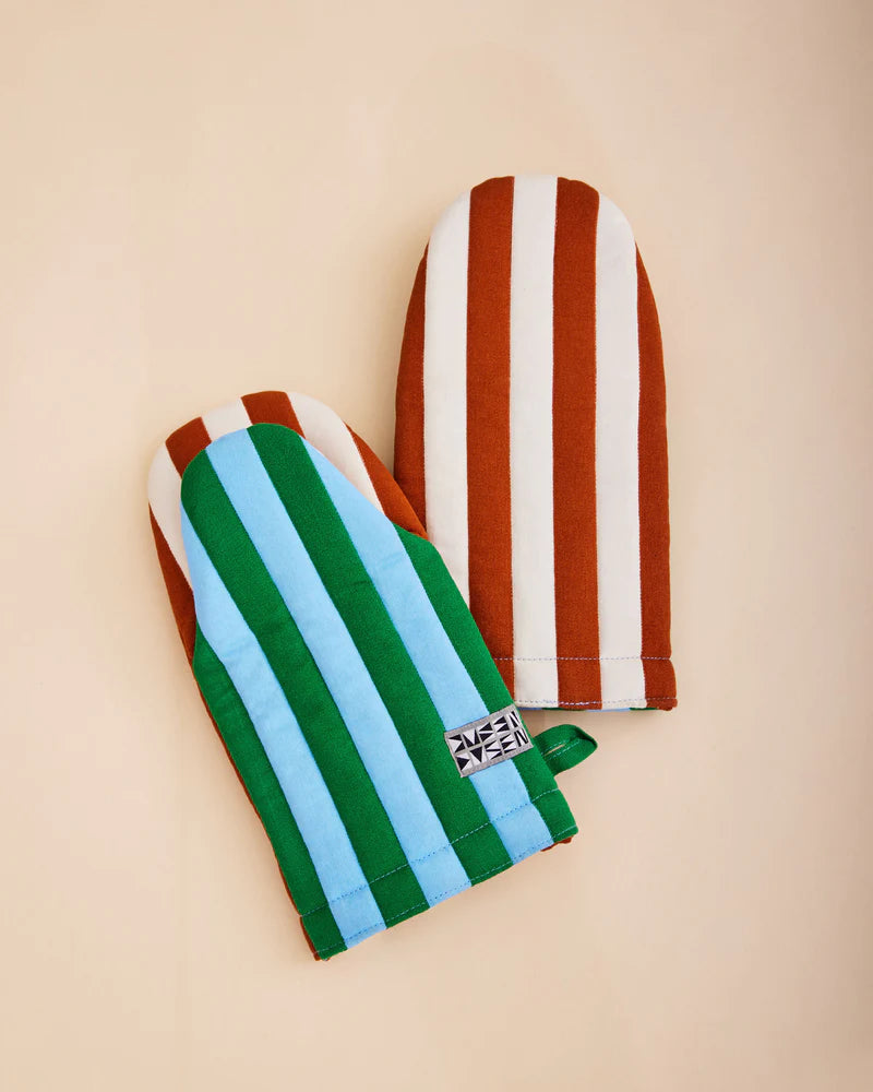 Striped Oven Mitts - Broccoli