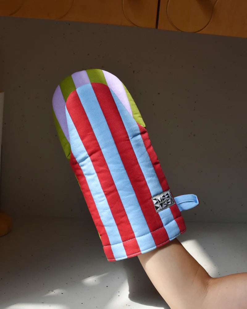 Striped Oven Mitts - Eggplant