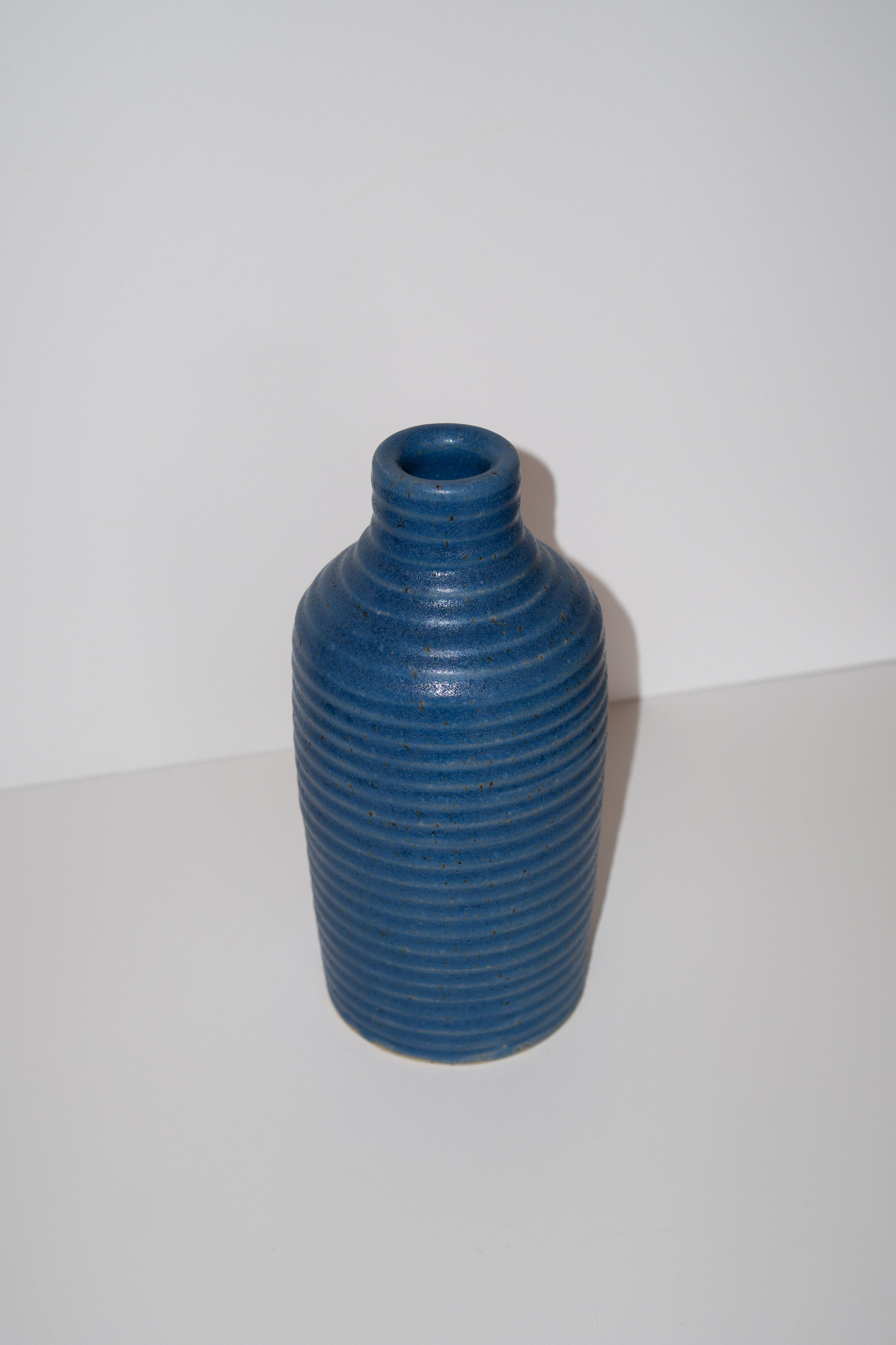 Ribbed Blue Vase