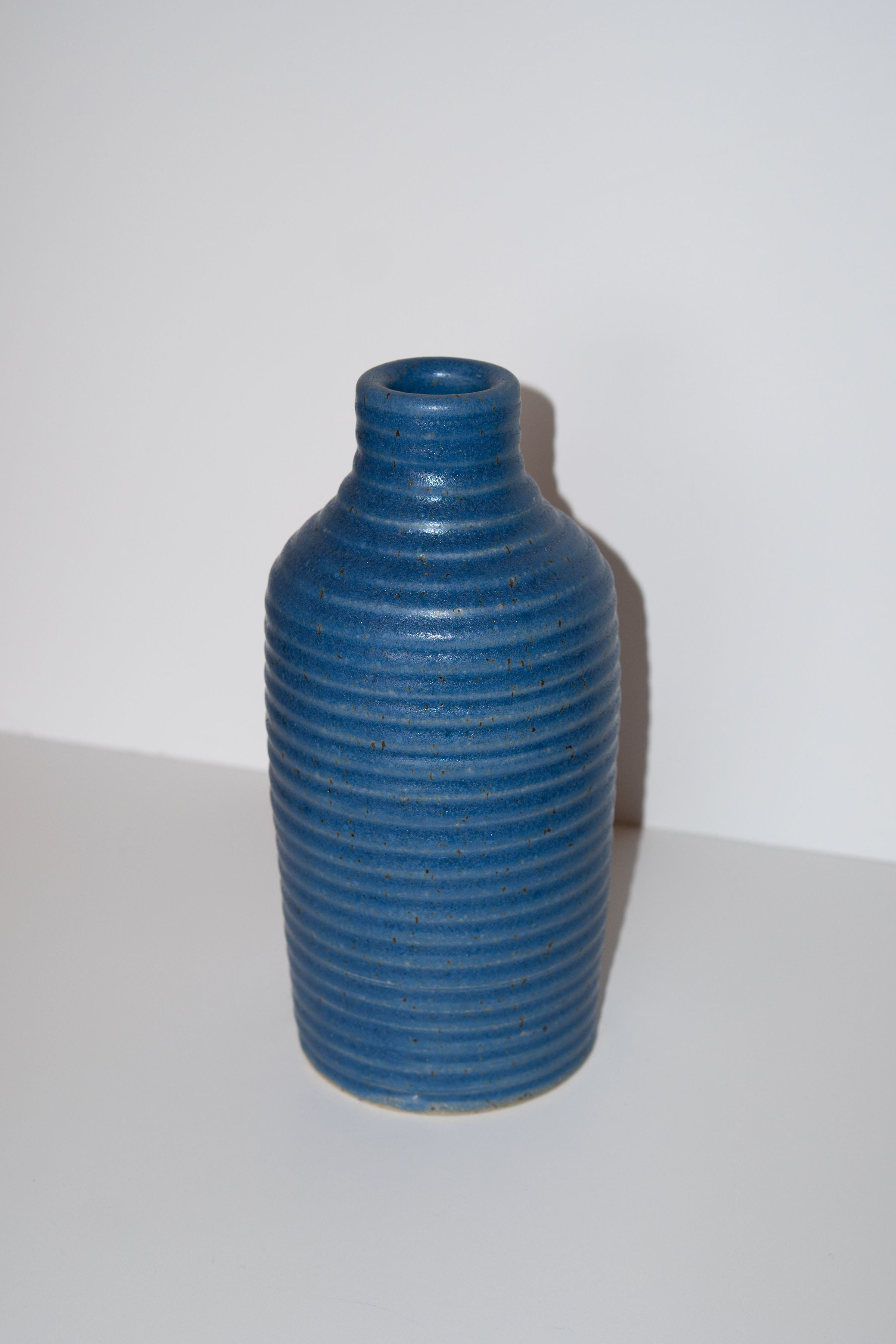 Ribbed Blue Vase