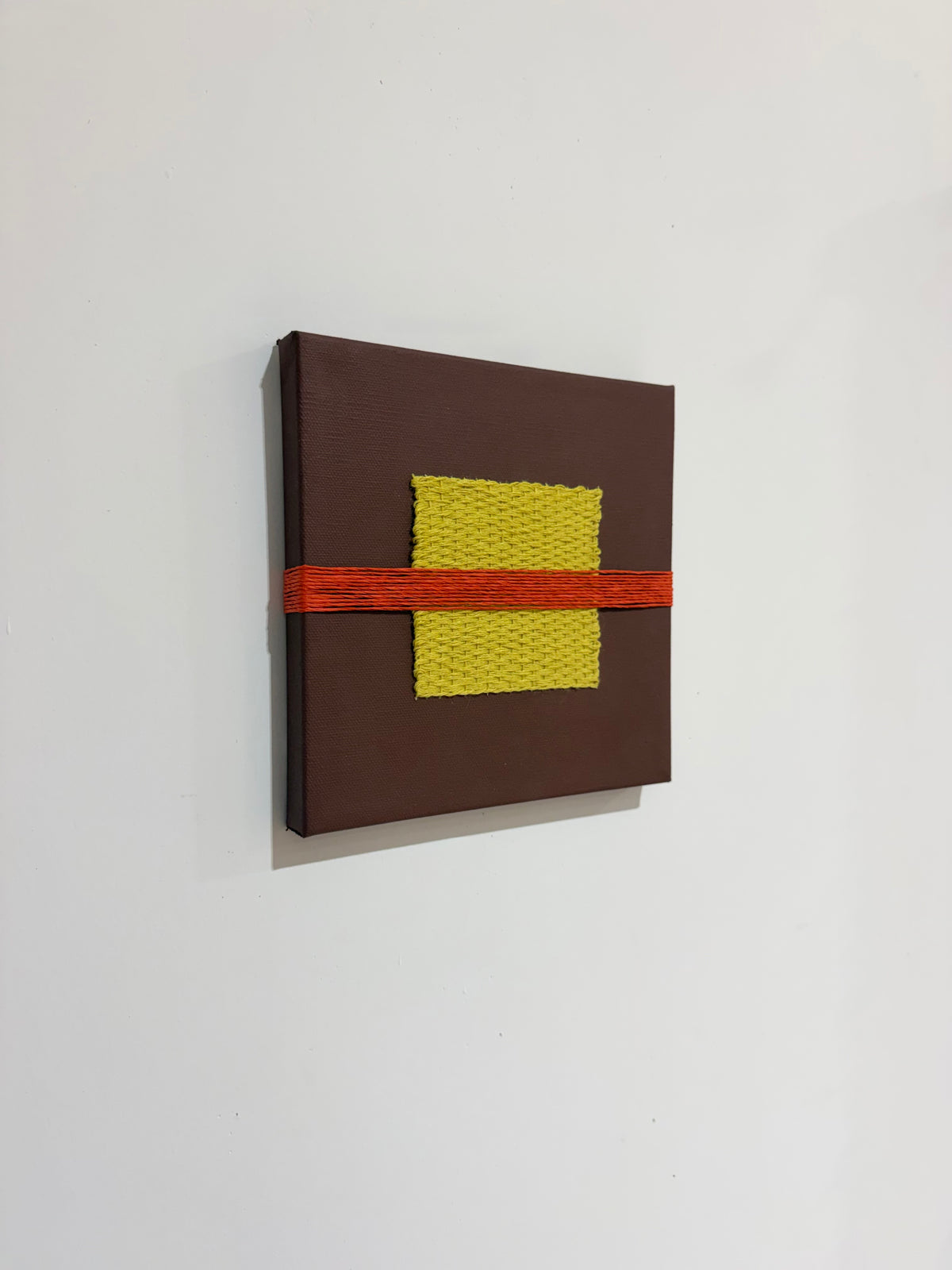 Mixed Media Fiber Art | Brown + Yellow + Red