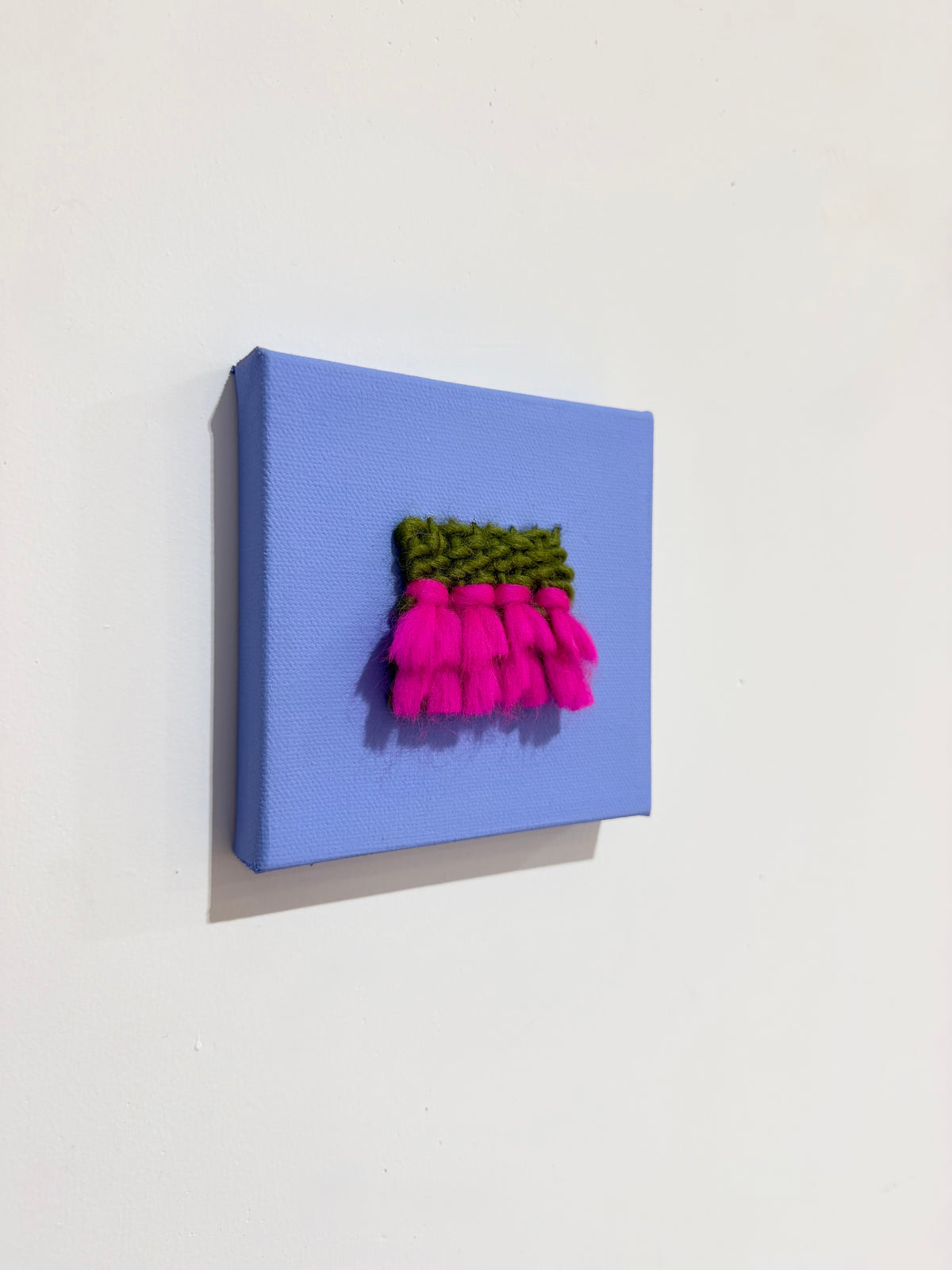 Mixed Media Fiber Art | Blue + Green + Neon Pink