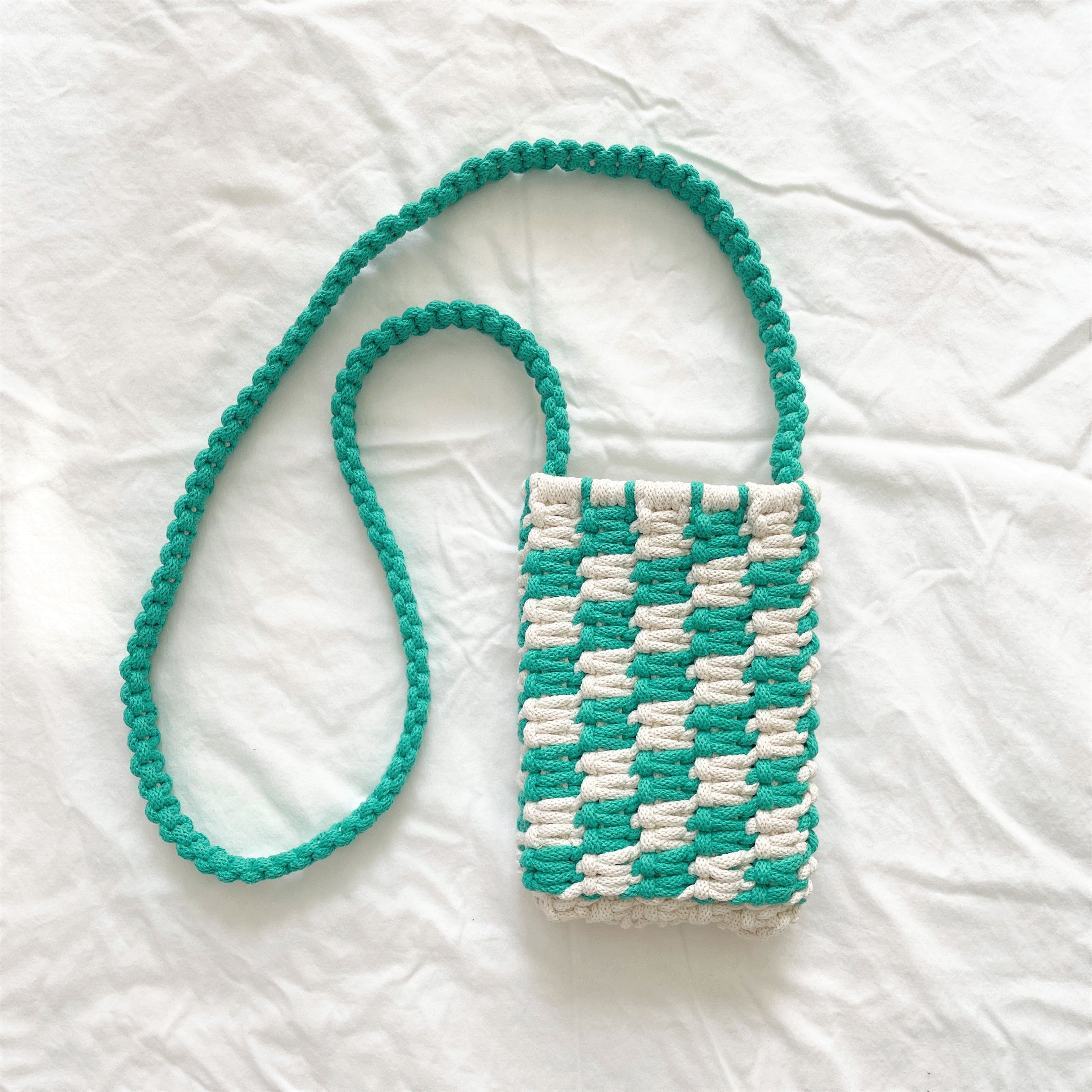 Checkered Macrame Phone Sling Crossbody Bag