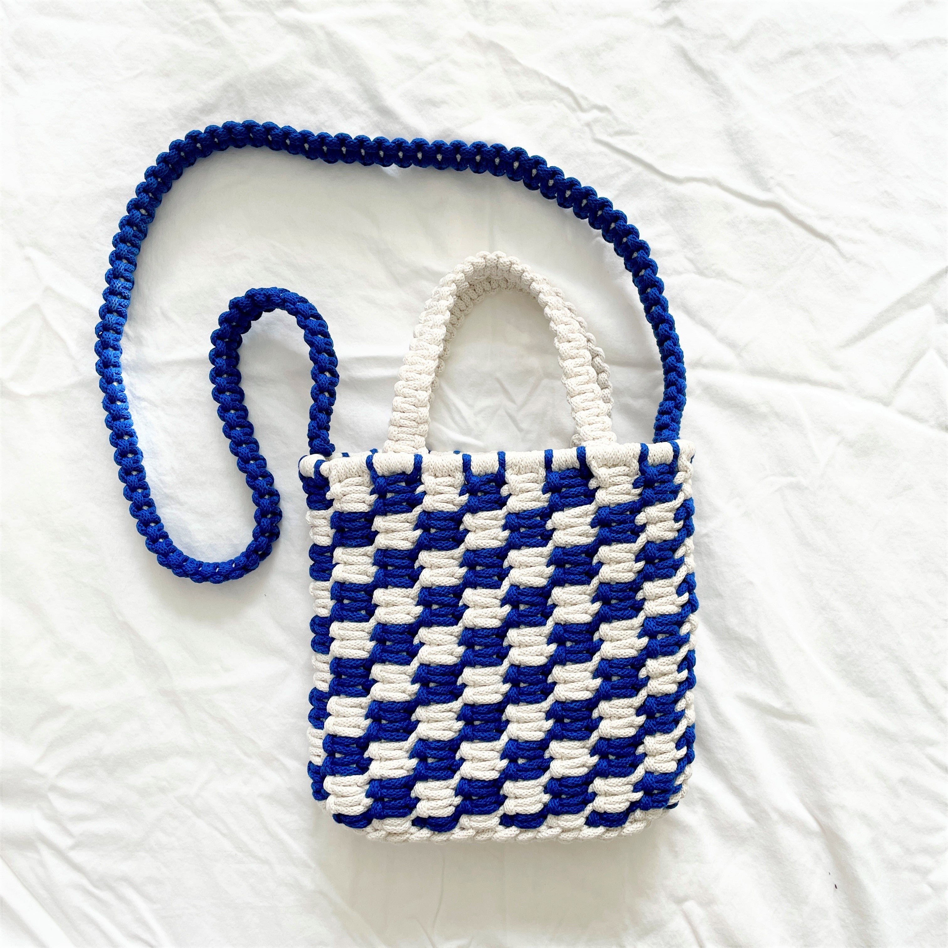 Checkered Macrame Crossbody Bag