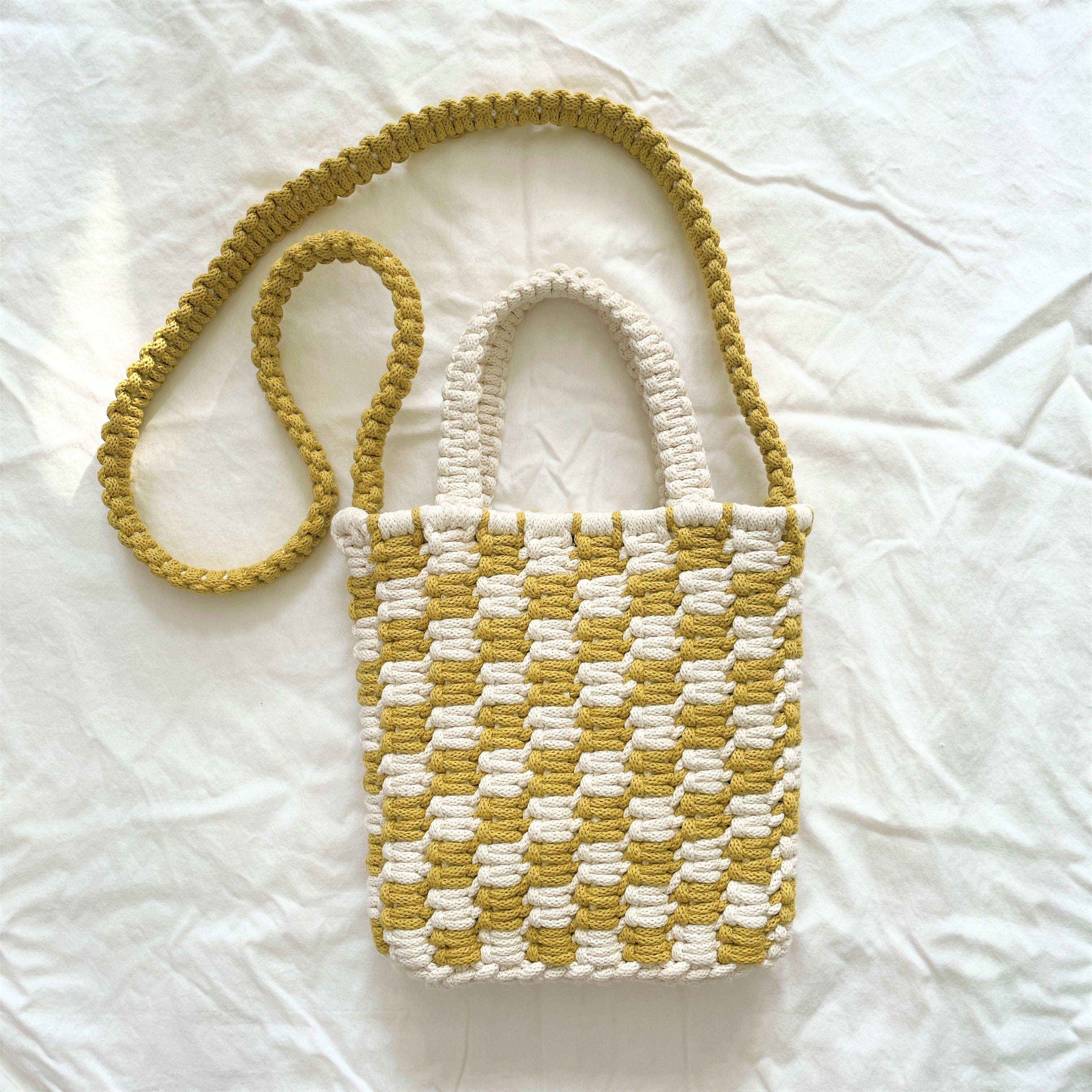 Checkered Macrame Crossbody Bag