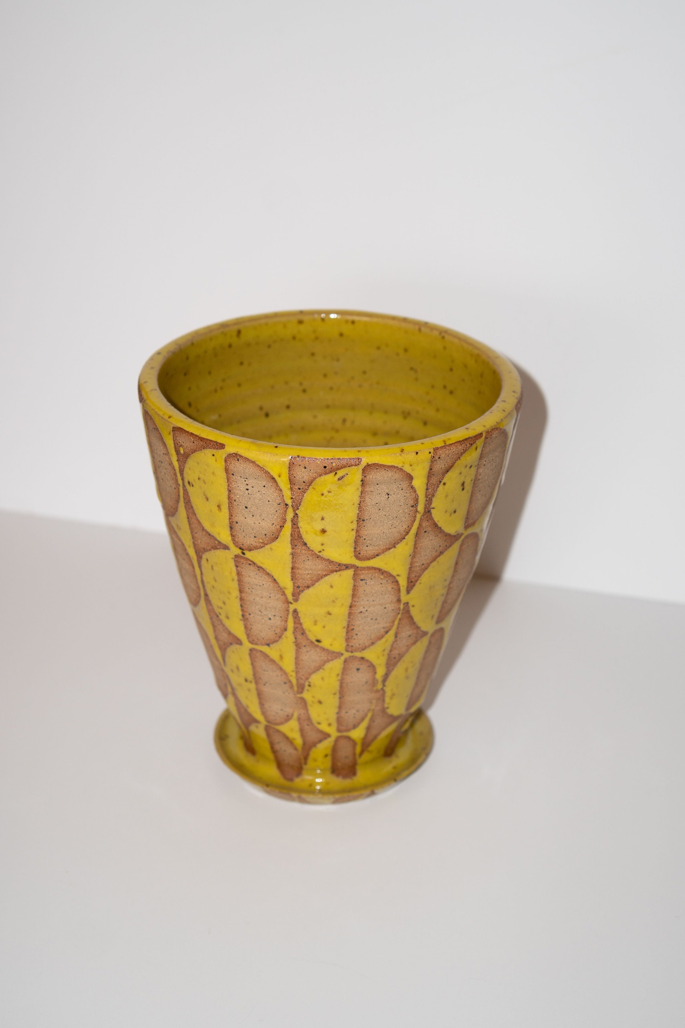 Yellow Patterned Stoneware Planter