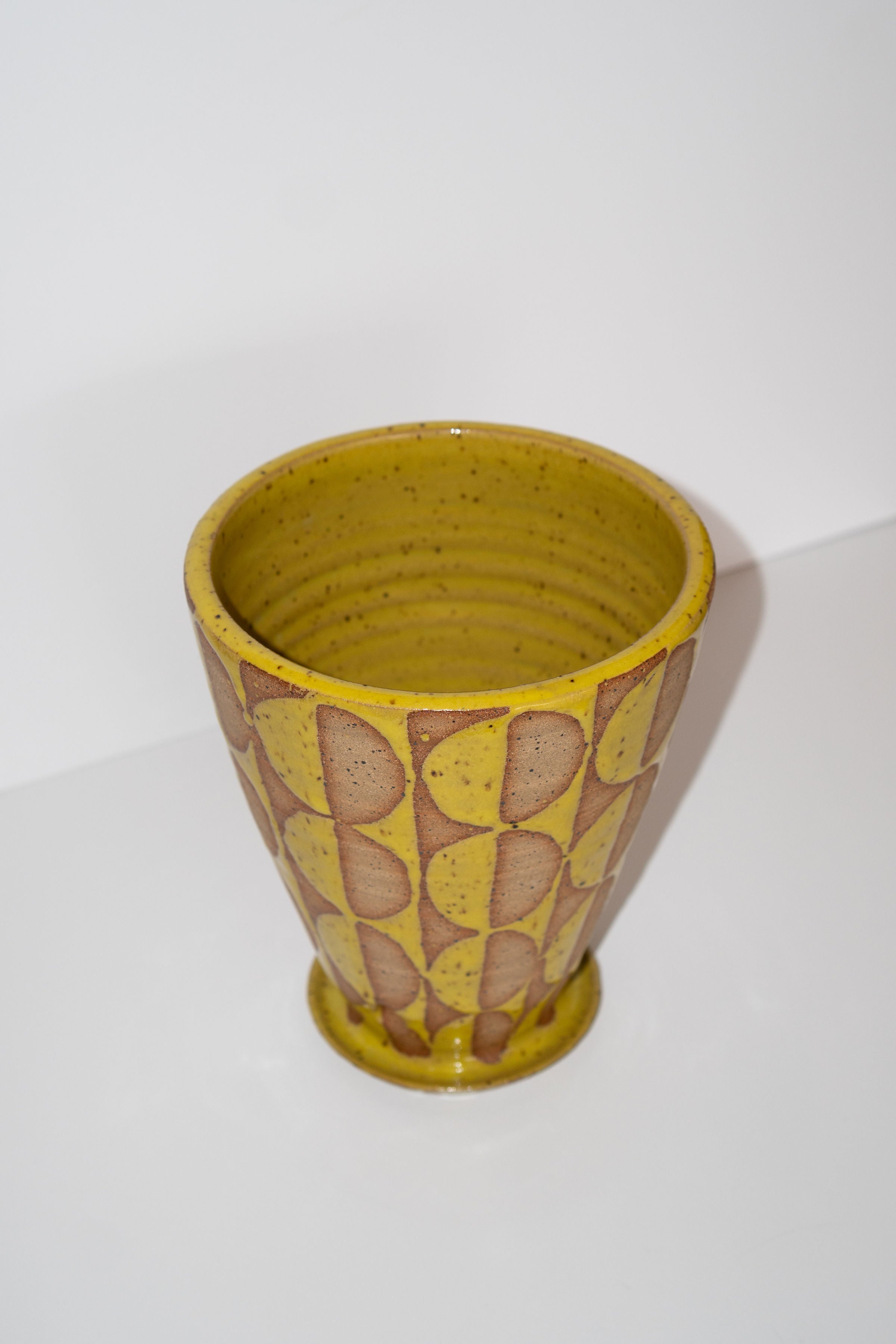 Yellow Patterned Stoneware Planter