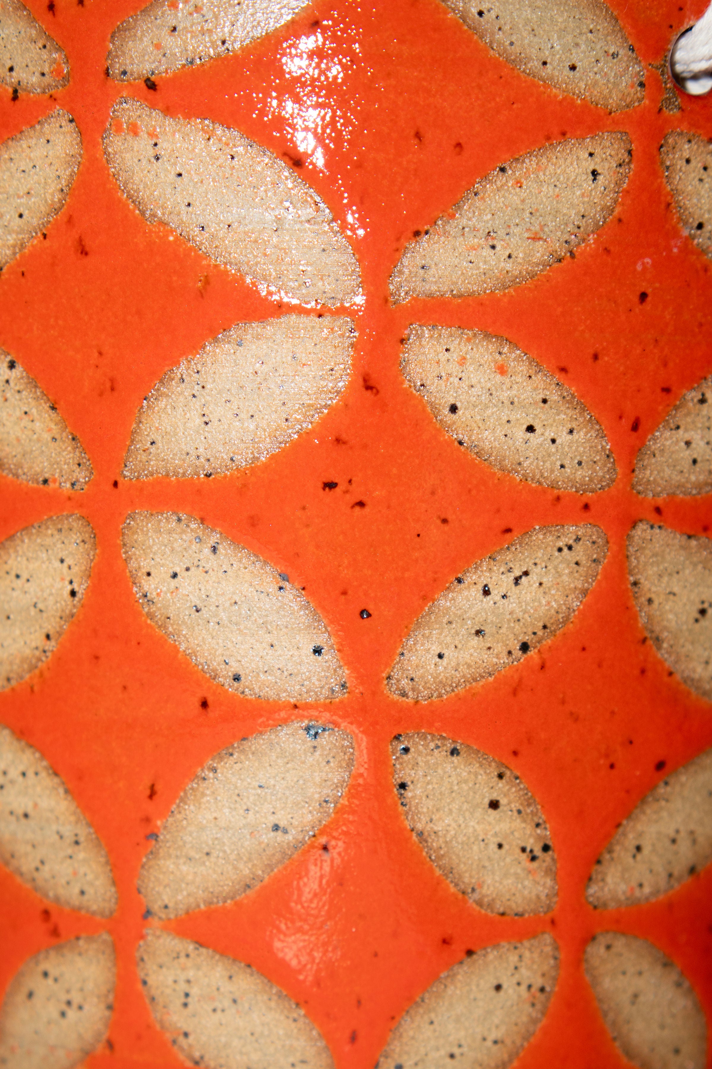 Red Patterned Stoneware Planter