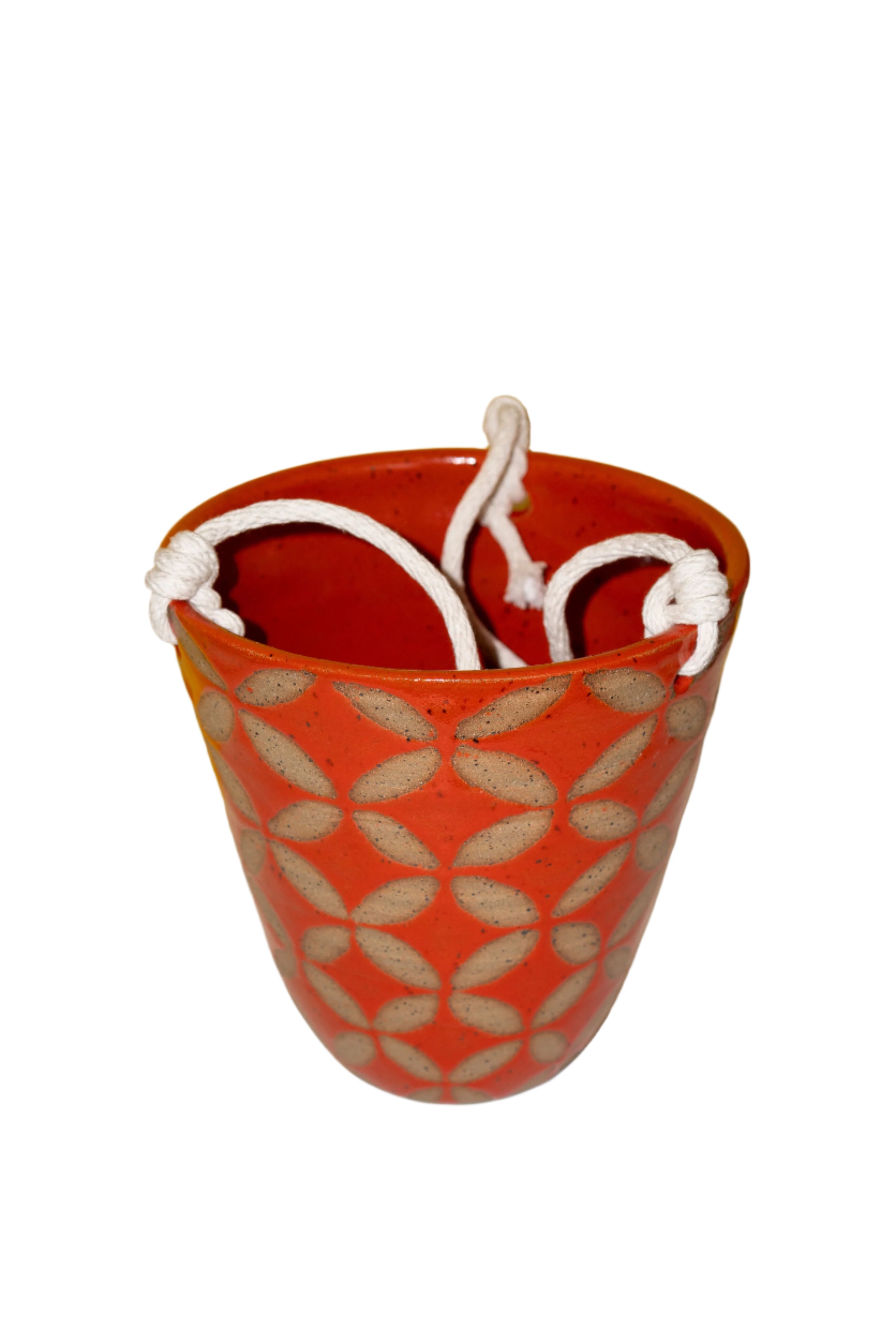 Red Patterned Stoneware Planter