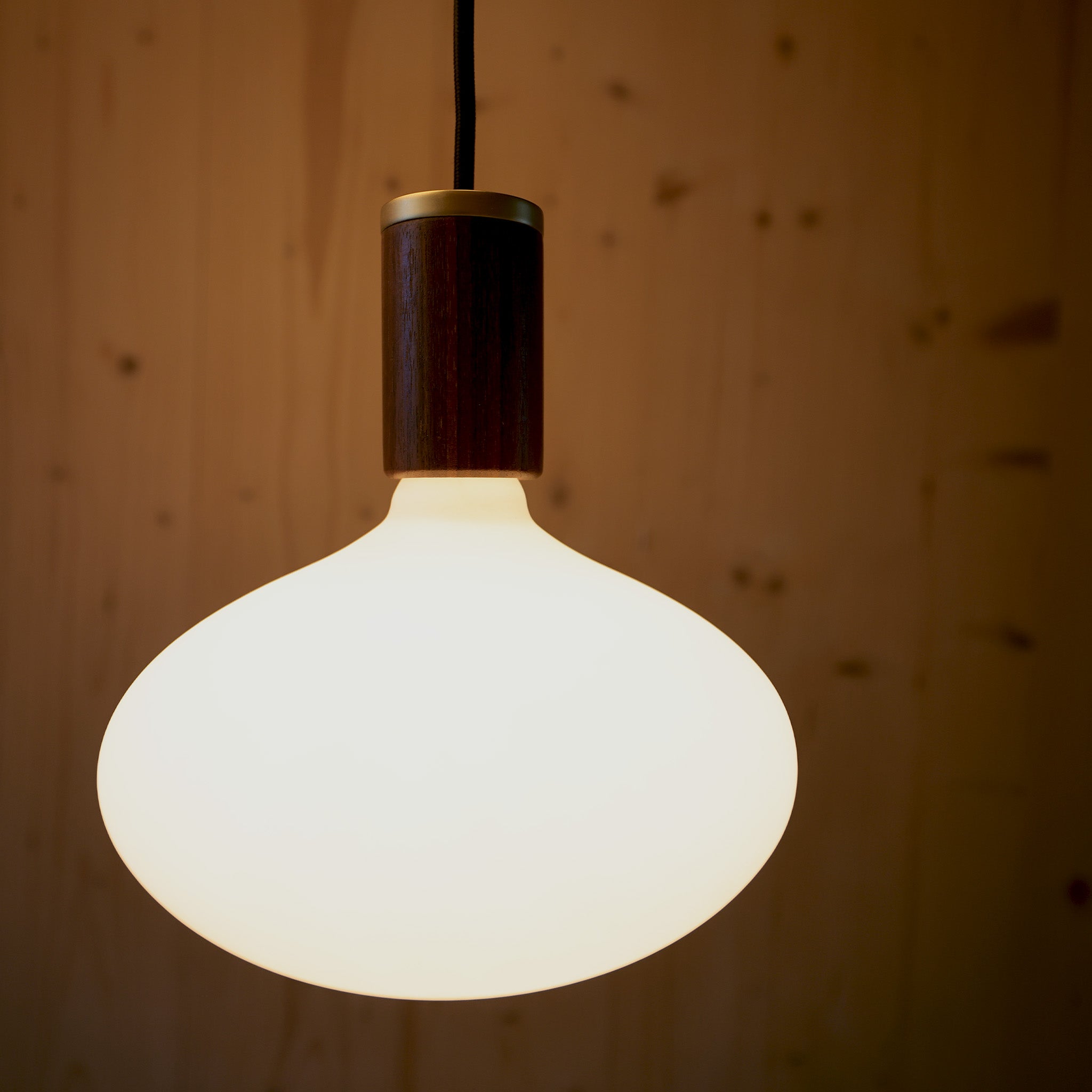 Oval Dim to Warm Pendant Light in Walnut