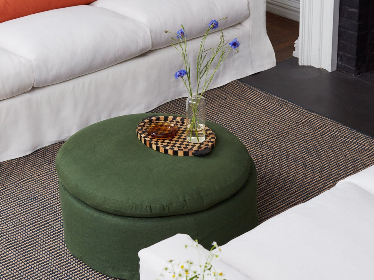 The Evergreen Ottoman | Recycled Velvet