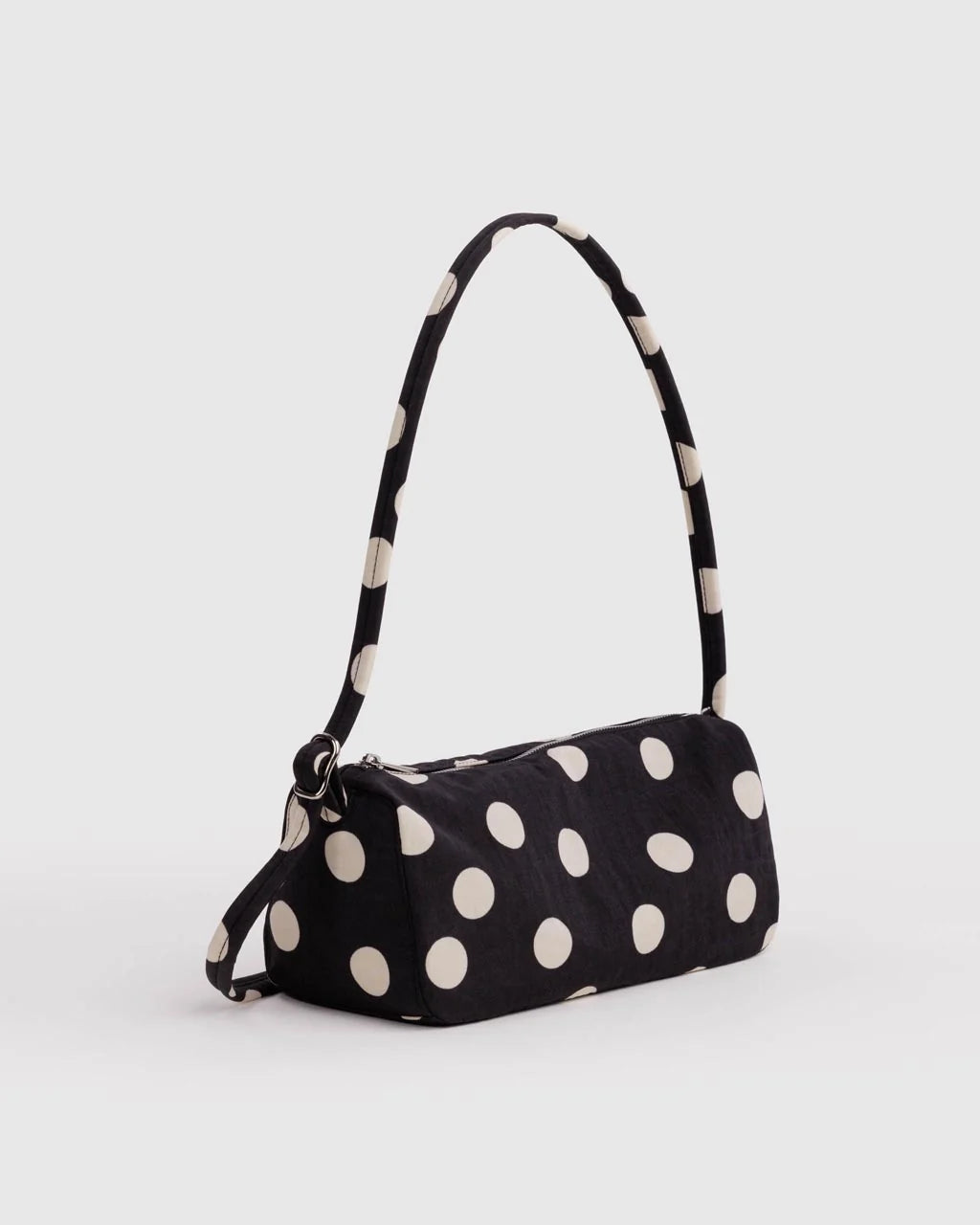 Nylon Loaf Bag | Black and Cream Polka Dot