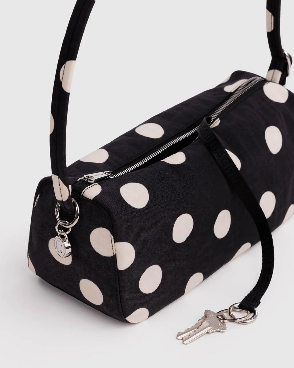 Nylon Loaf Bag | Black and Cream Polka Dot