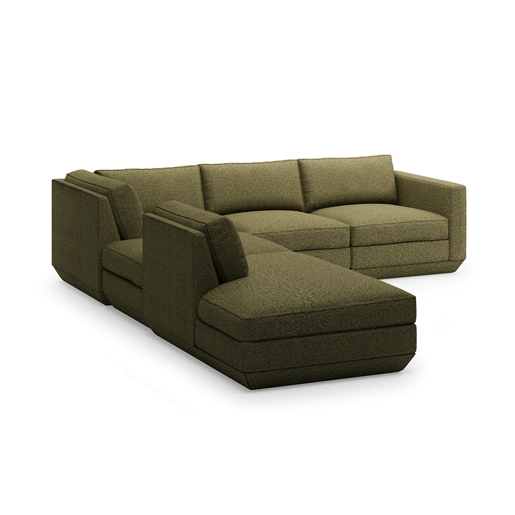 Podium Modular Five Piece Group Seating Sectional | Left Facing
