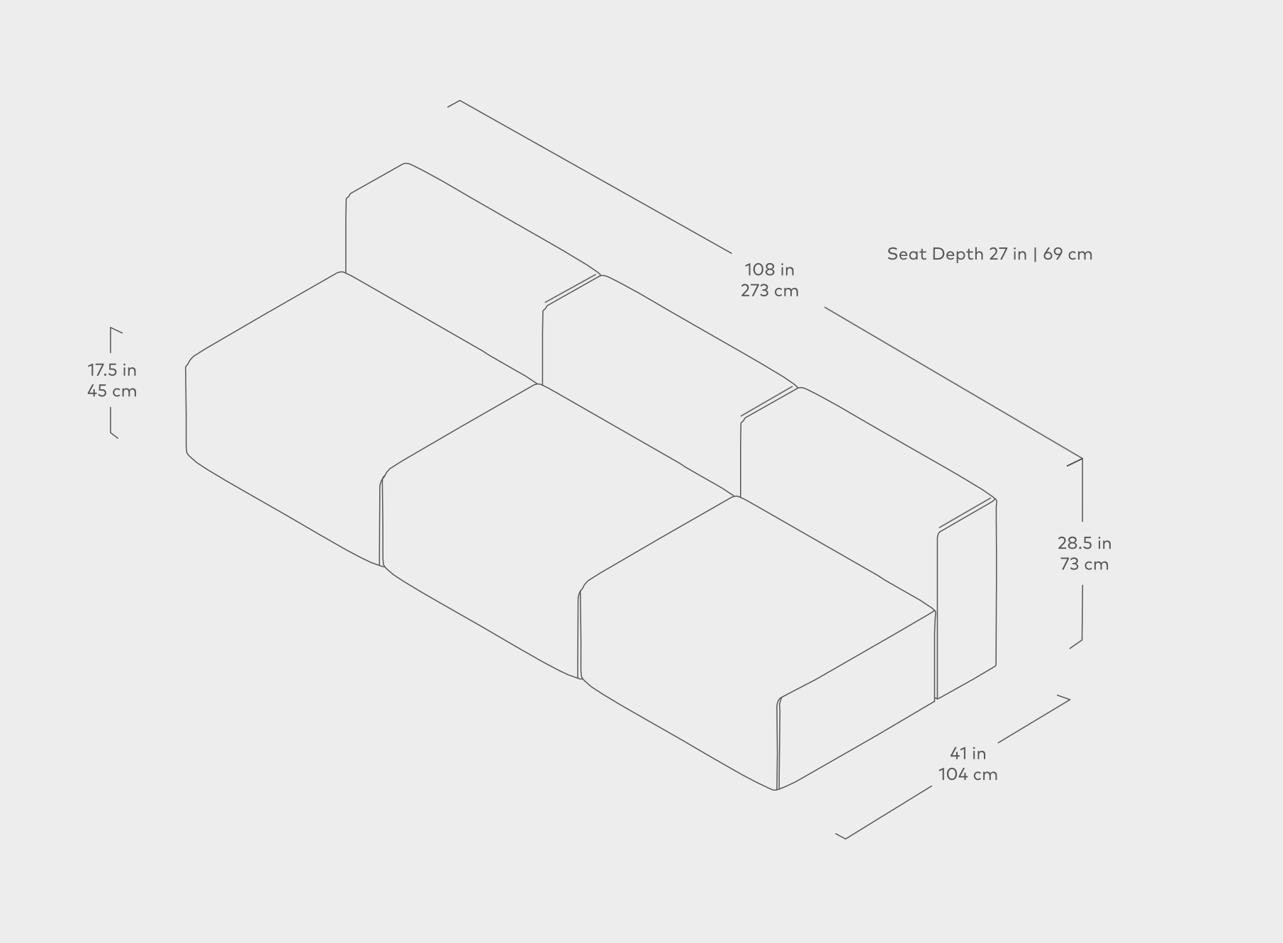 Nest Modular 3-PC Armless Sofa