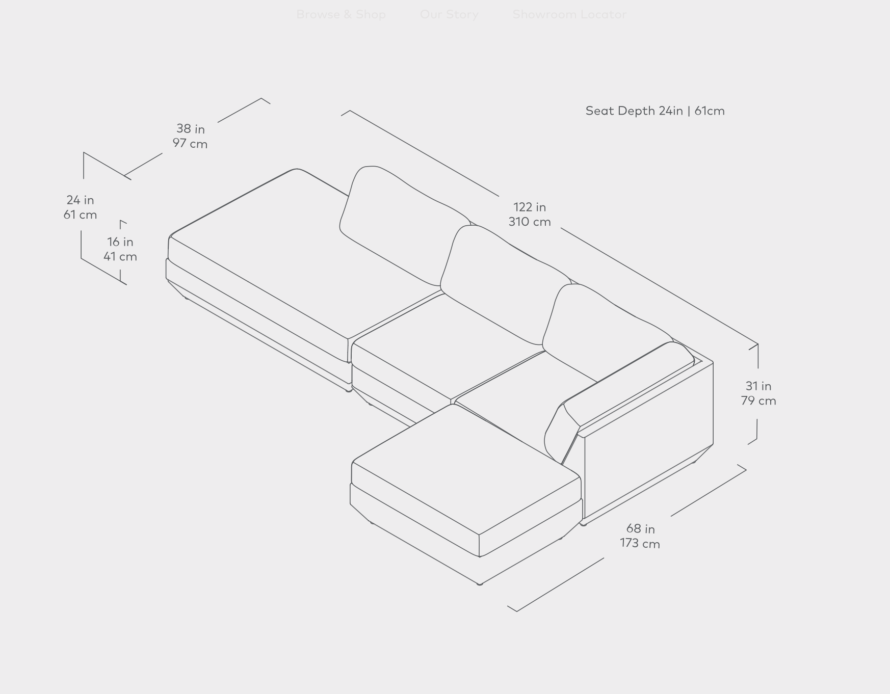 Podium Modular 4PC Lounge Sectional B | Right Facing