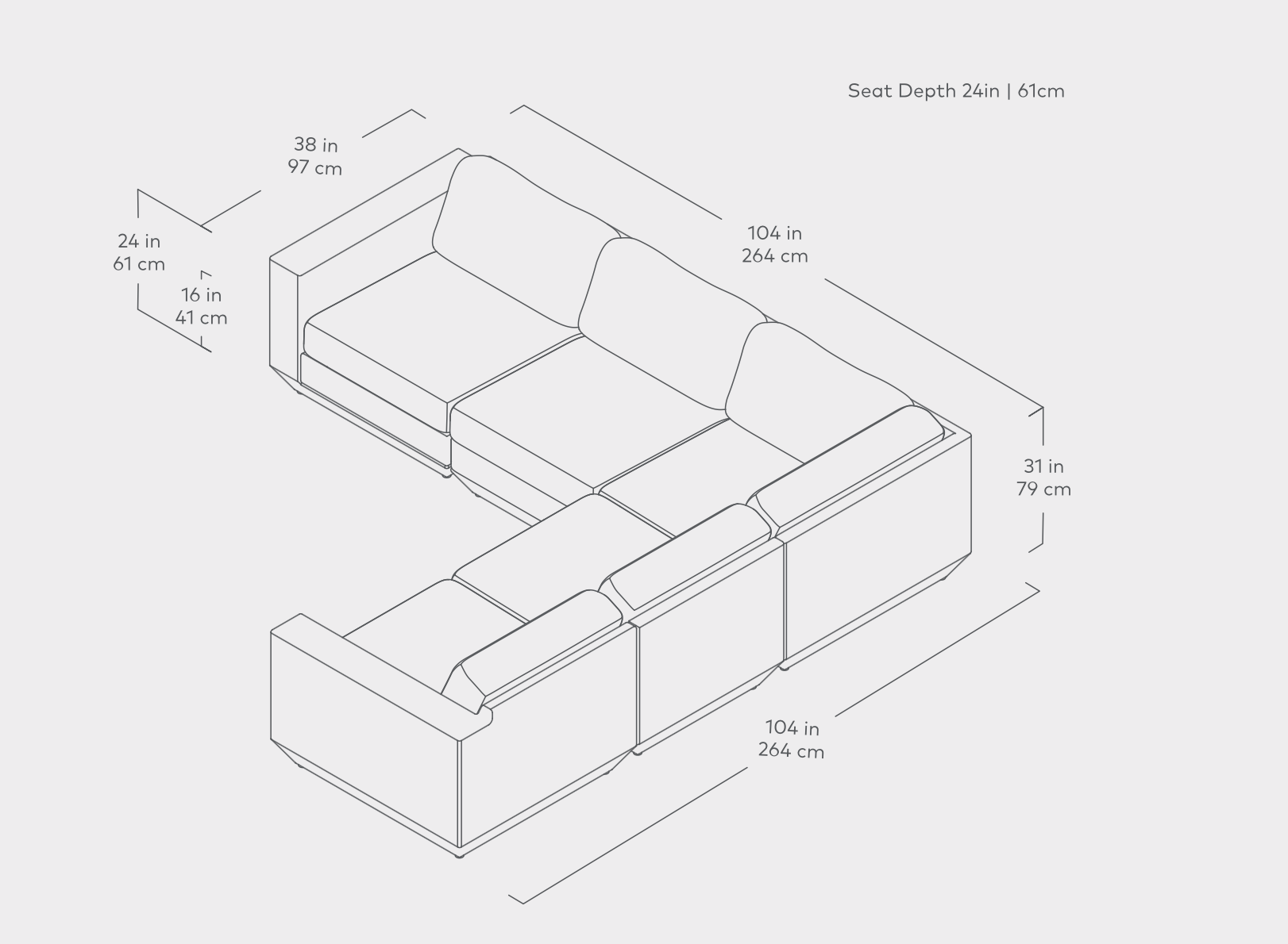 Podium Modular Five Piece Corner Sectional