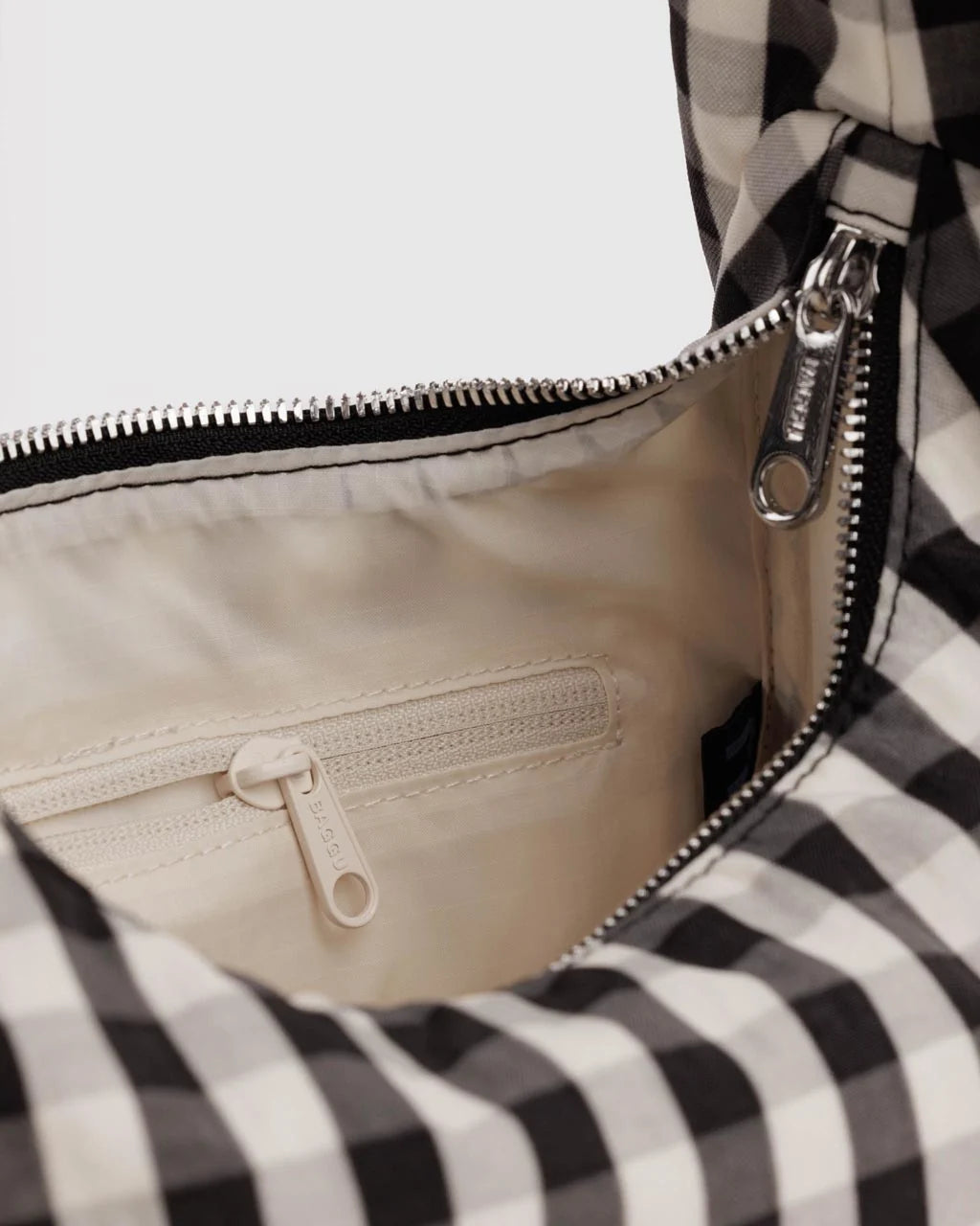 Small Nylon Meringue Bag | Black And Cream Gingham