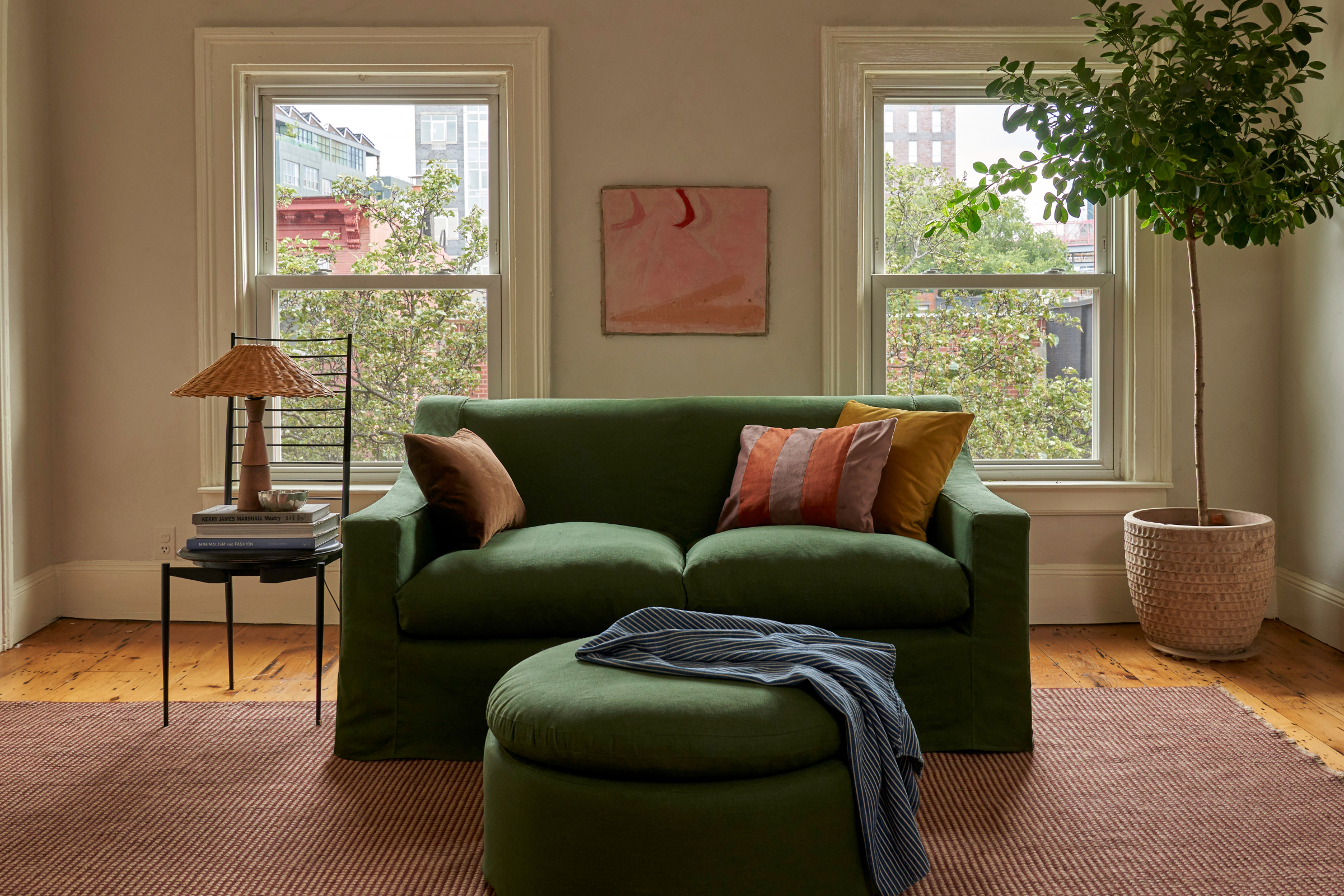 The Evergreen Ottoman | Recycled Velvet