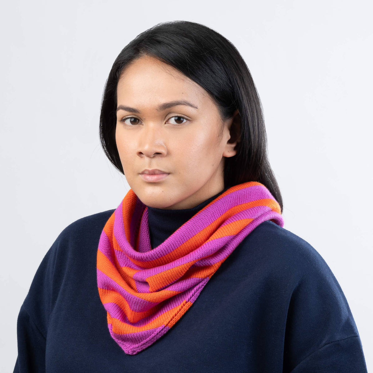 Simple Stripe Triangle Scarf | Poppy Magenta
