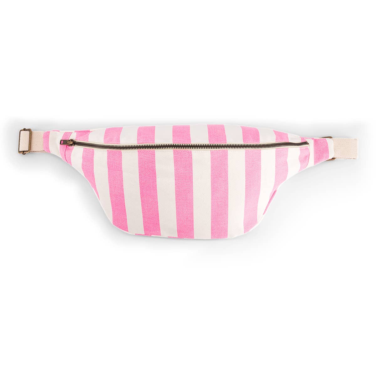 Cotton Cross Body Bag / Fanny Pack | Neon Pink and White Stripes