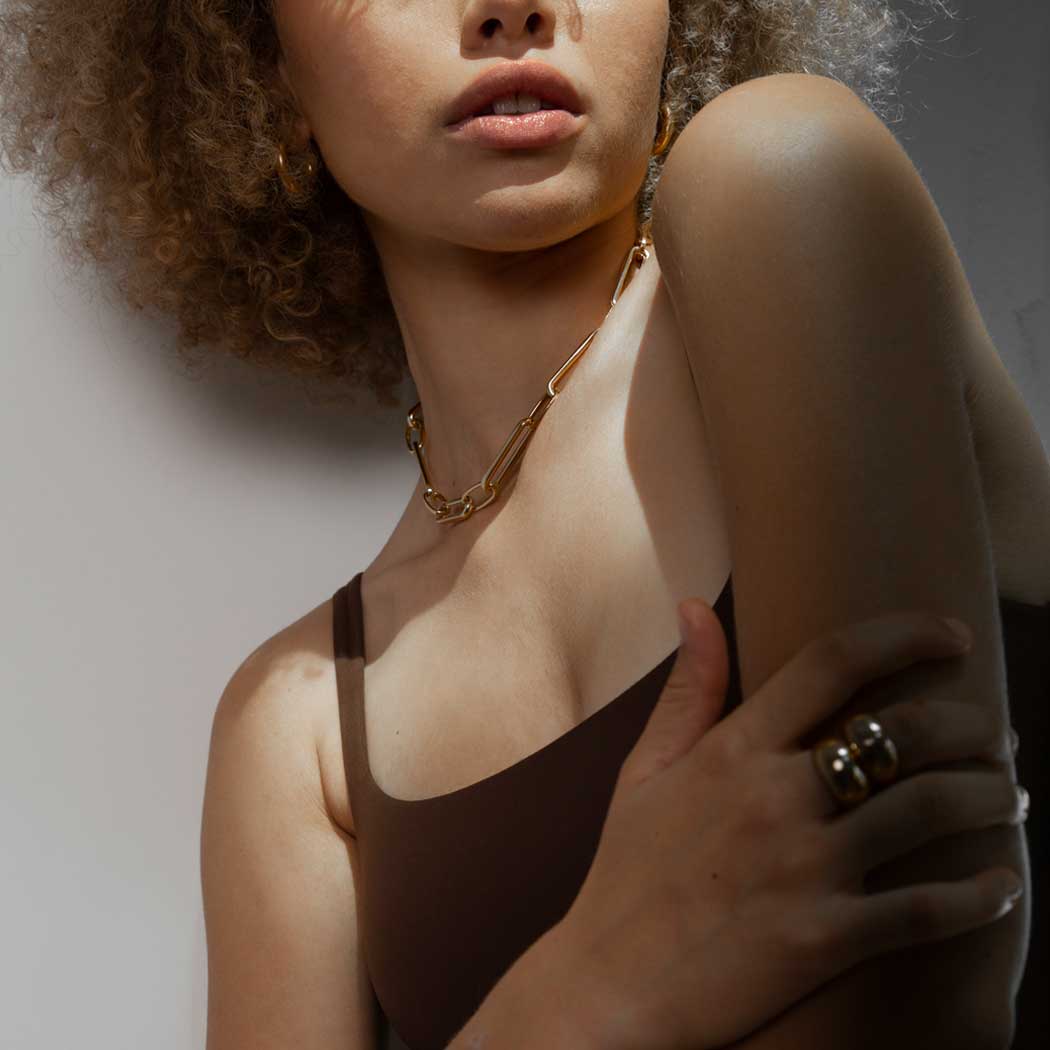 Minimal Curb Paperclip Chain Necklace | Gold