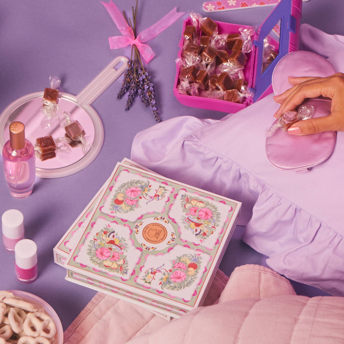 Honey Lavender Caramels: Pink Floral Gift Box