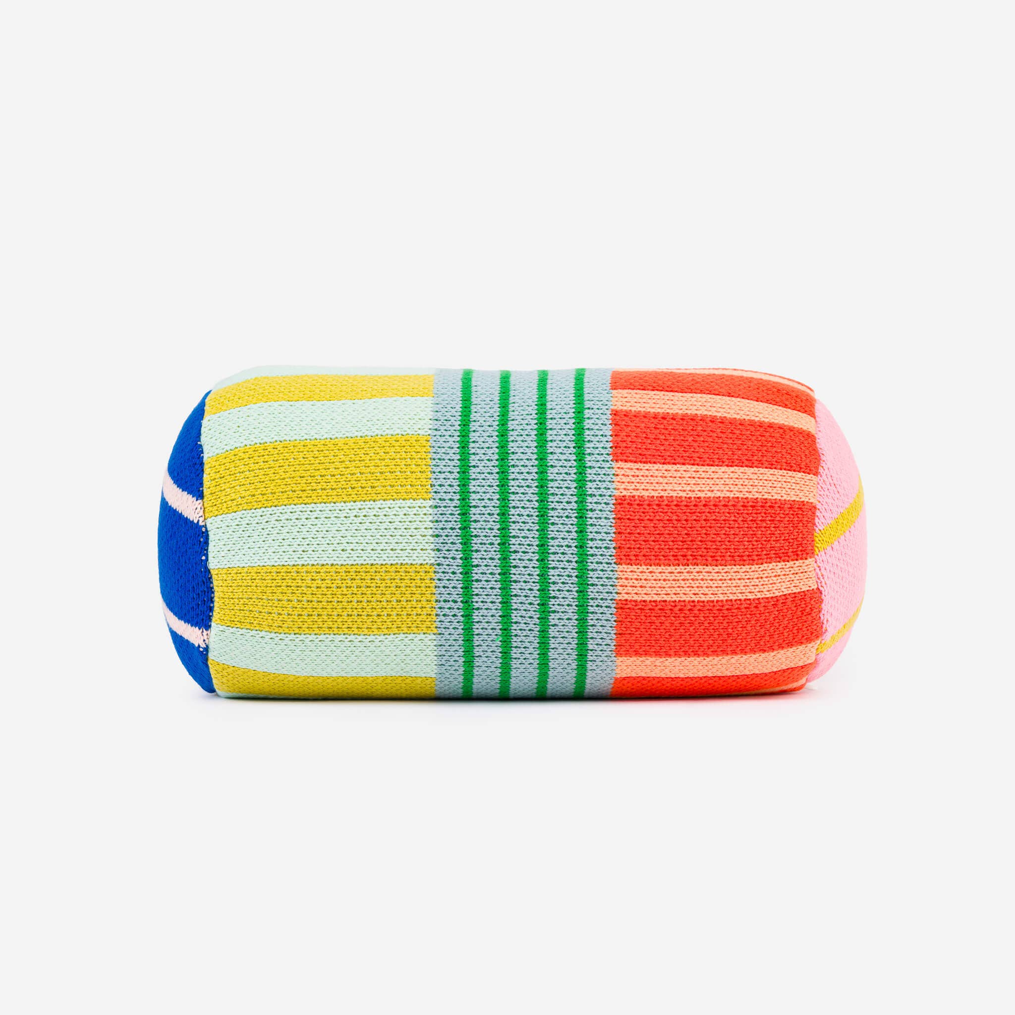 Patchwork Stripe Bolster Pillow | Rainbow