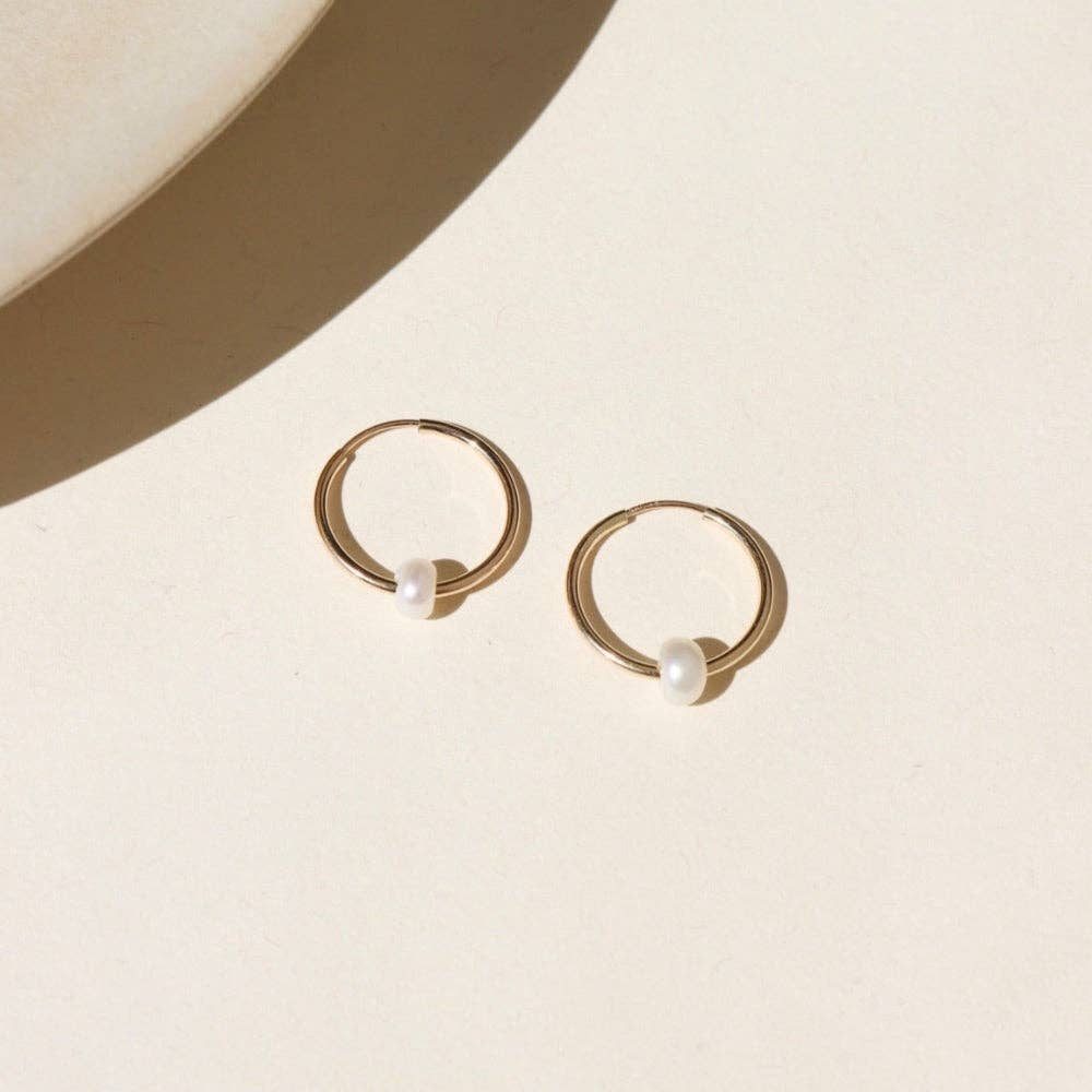 Pearl Hoops I Sterling Silver