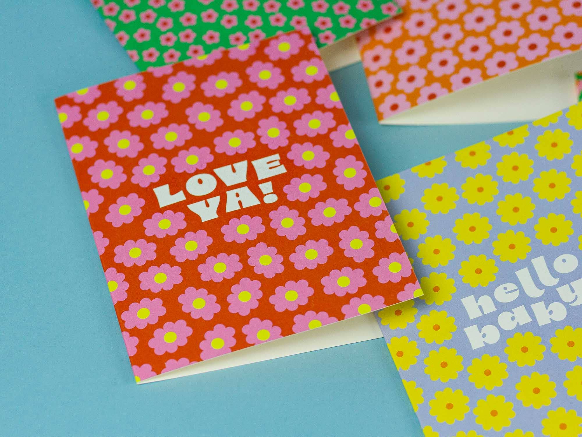 Love Blooms • Love Ya Retro Flower Pattern Love Card