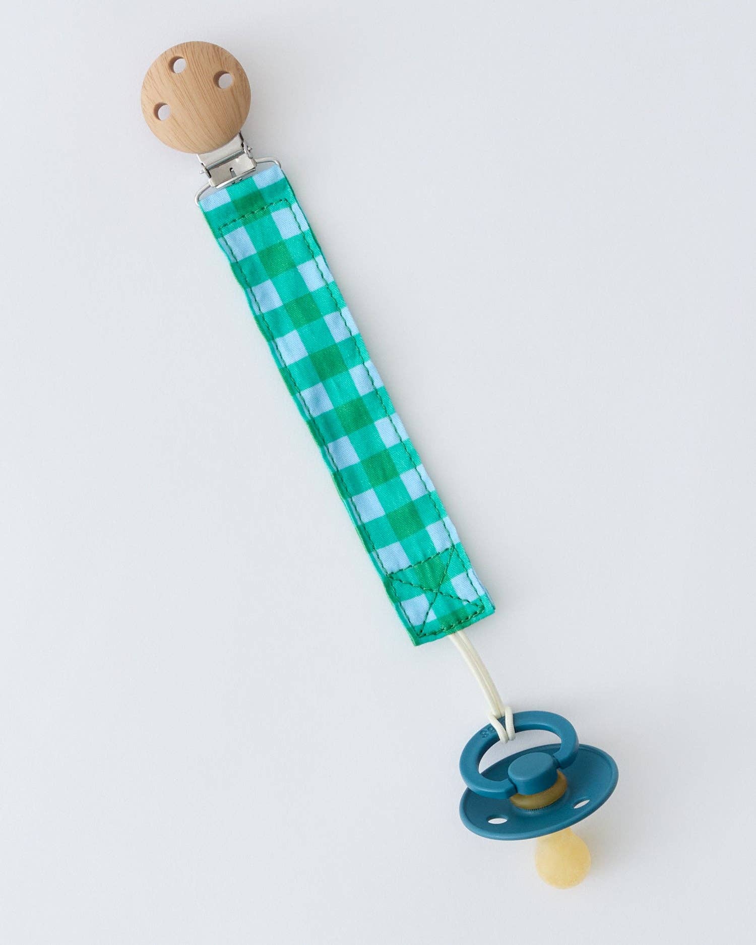 Pacifier Clip Two-Pack | Teal Gingham