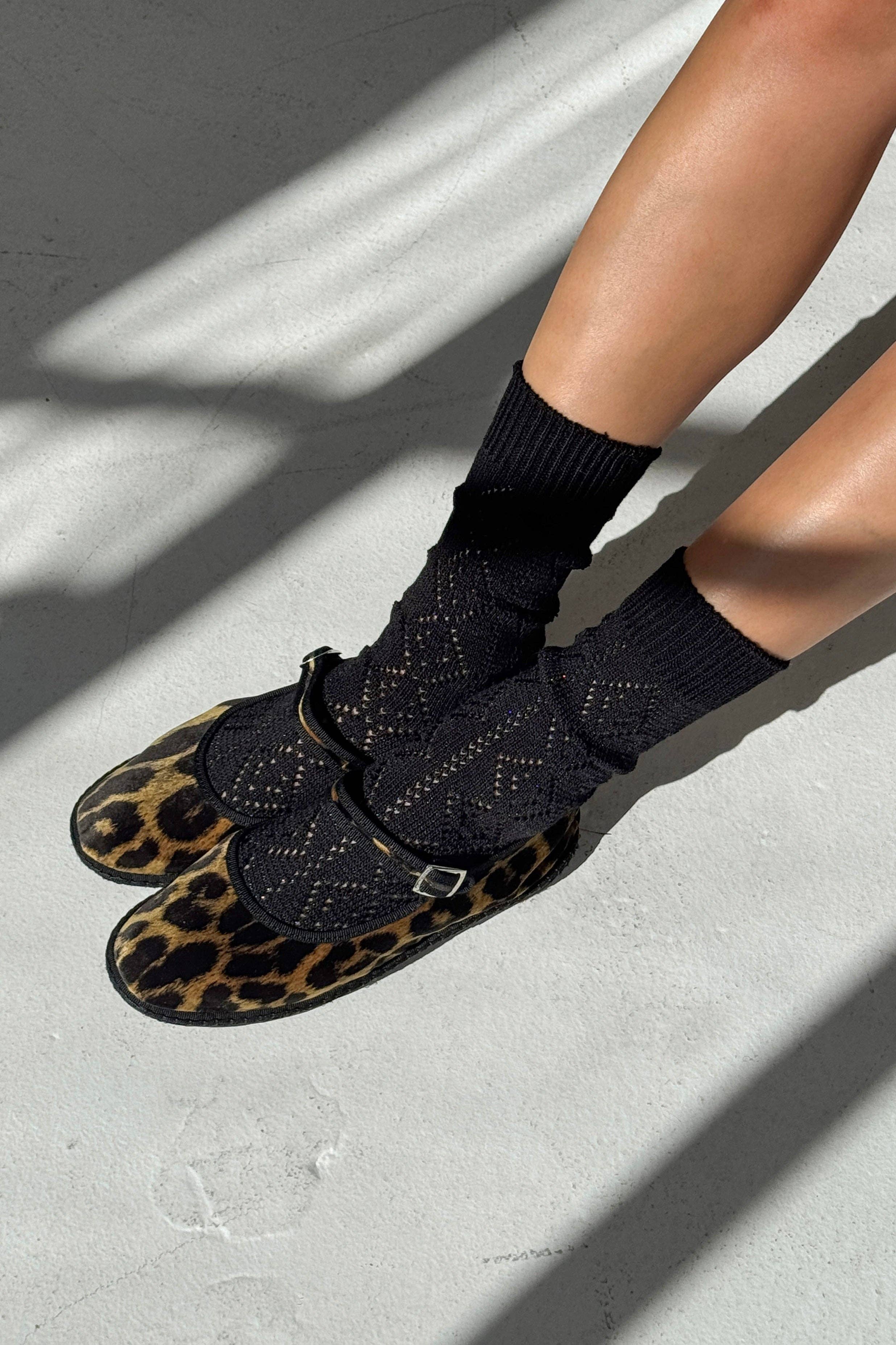 Modal Eyelet Socks | Jet Black