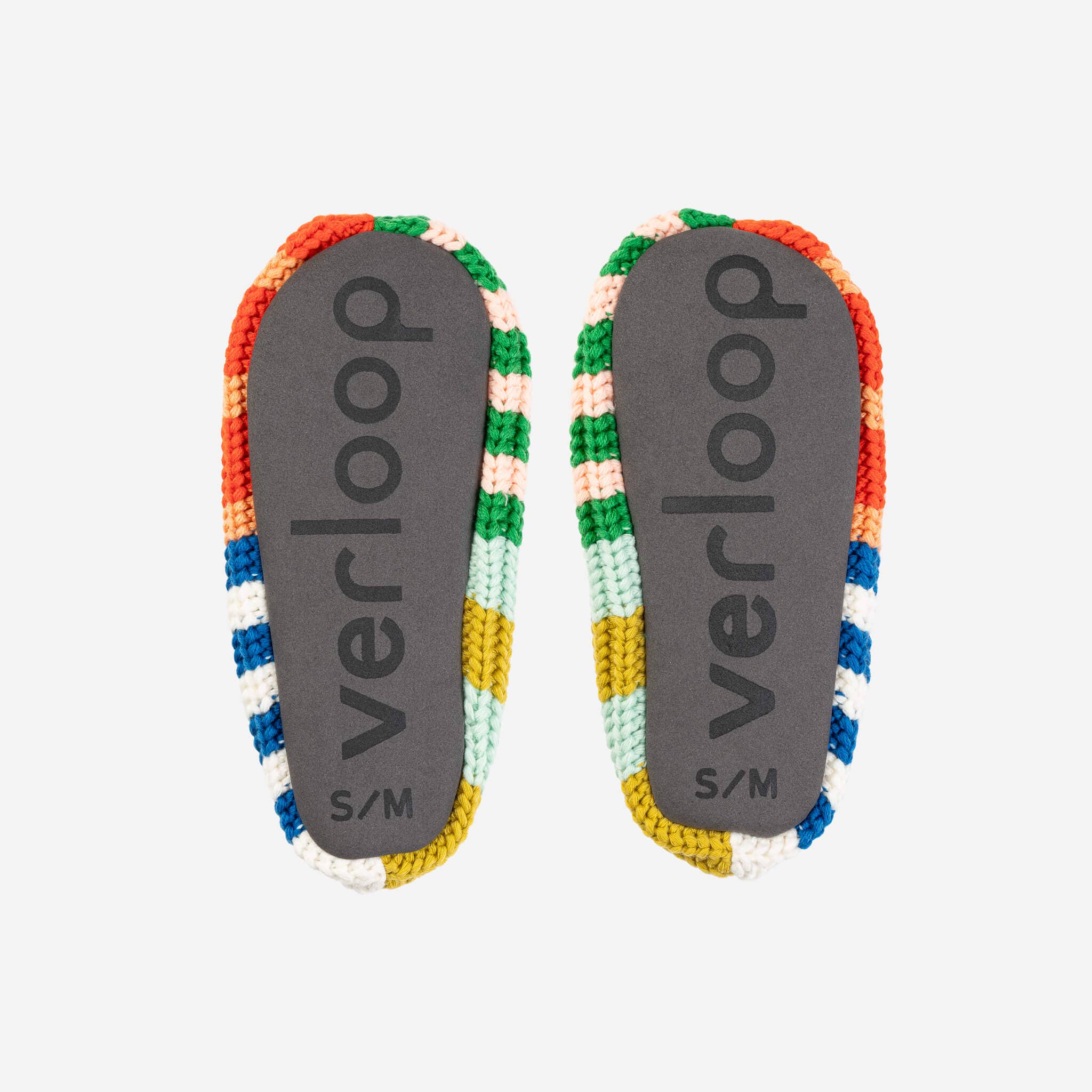 Patchwork Stripe Rib Slippers | Rainbow
