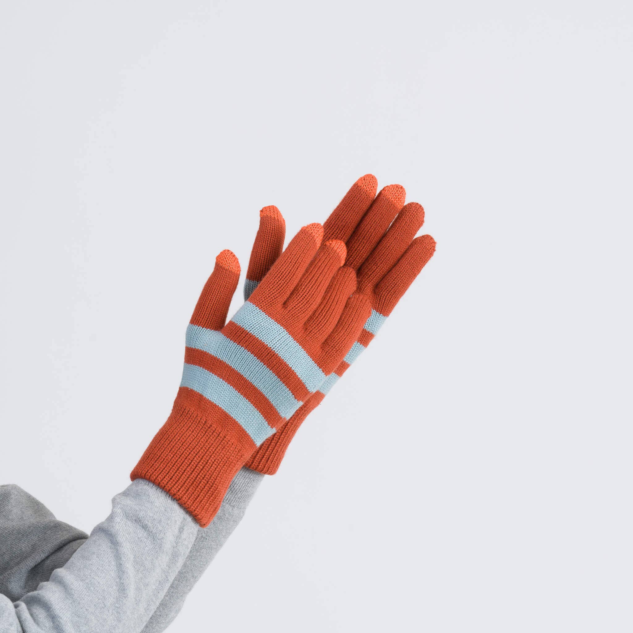 Stripe Touchscreen Gloves | Stone Blue Rust