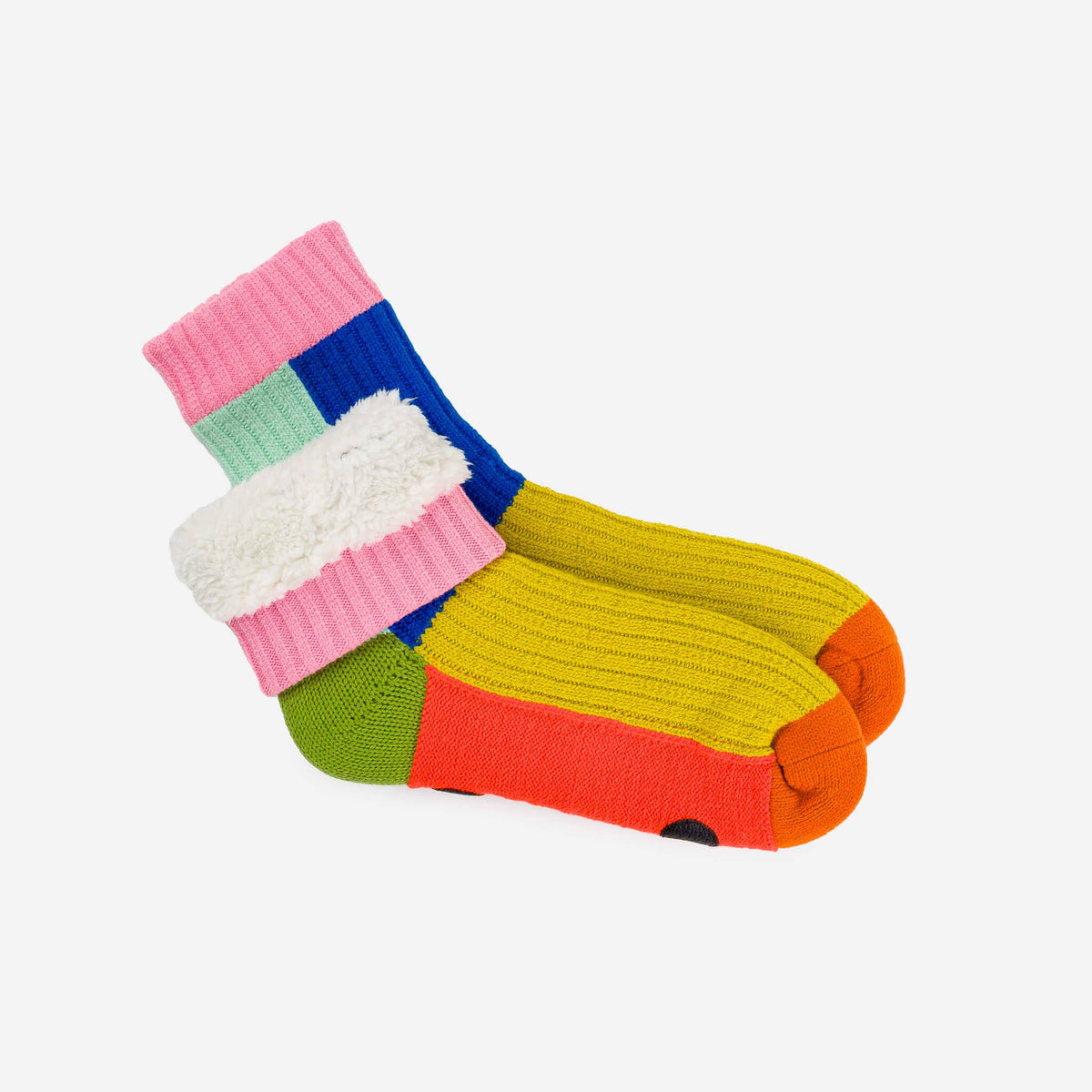 Kaleidoscope Knit House Socks | Olive Cobalt | L/XL