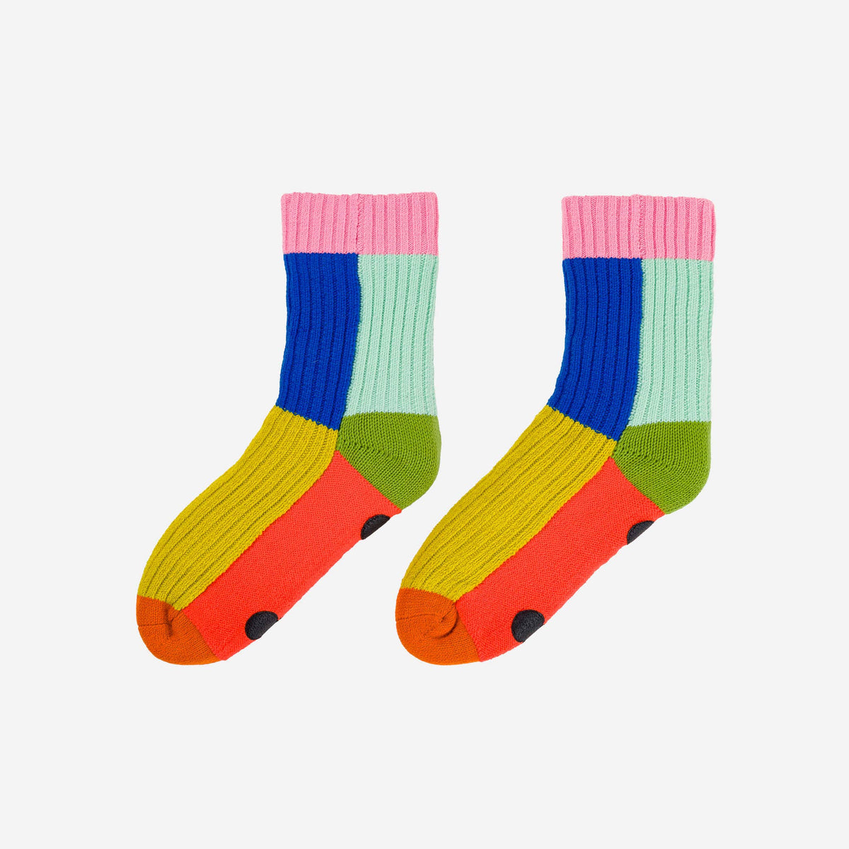 Kaleidoscope Knit House Socks | Olive Cobalt | L/XL
