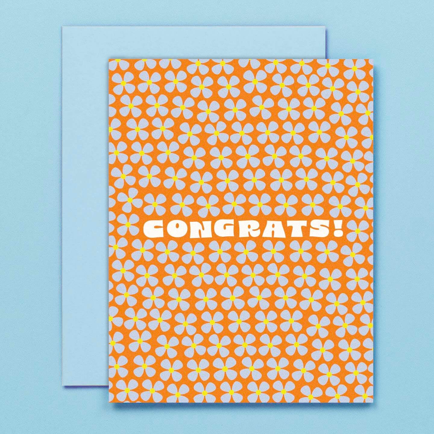 Congrats! Retro Orange Floral | Greeting Card