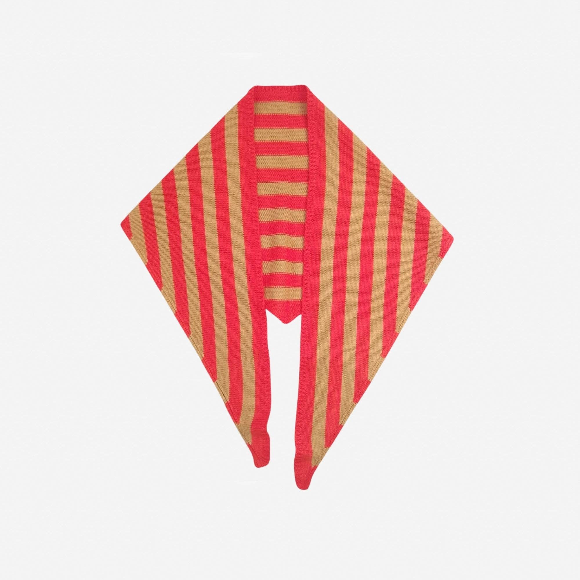 Simple Stripe Triangle Scarf | Camel Poppy