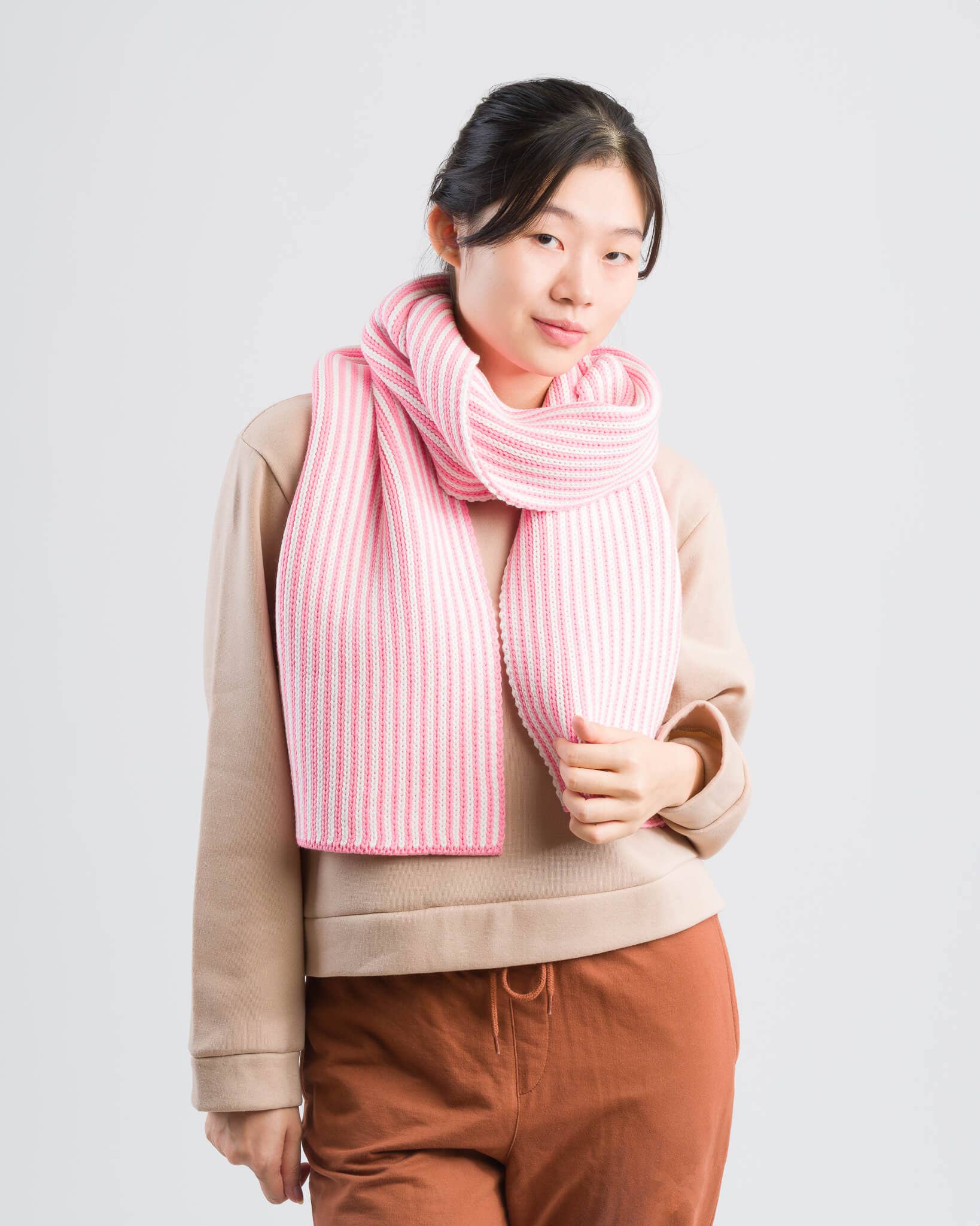 Pinstripe Big Scarf | Pink White