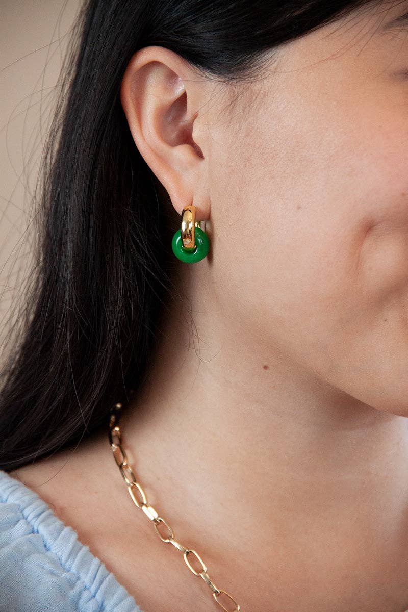 Rondella Stone Chunky Hoop: Jade