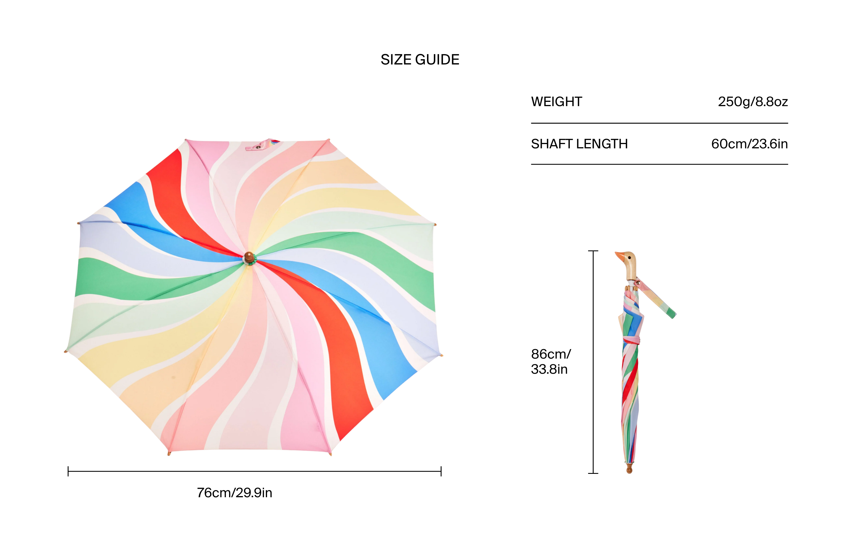 Original Duckhead Umbrella | Meri Meri Rainbow Stripes Duckling Kids Umbrella
