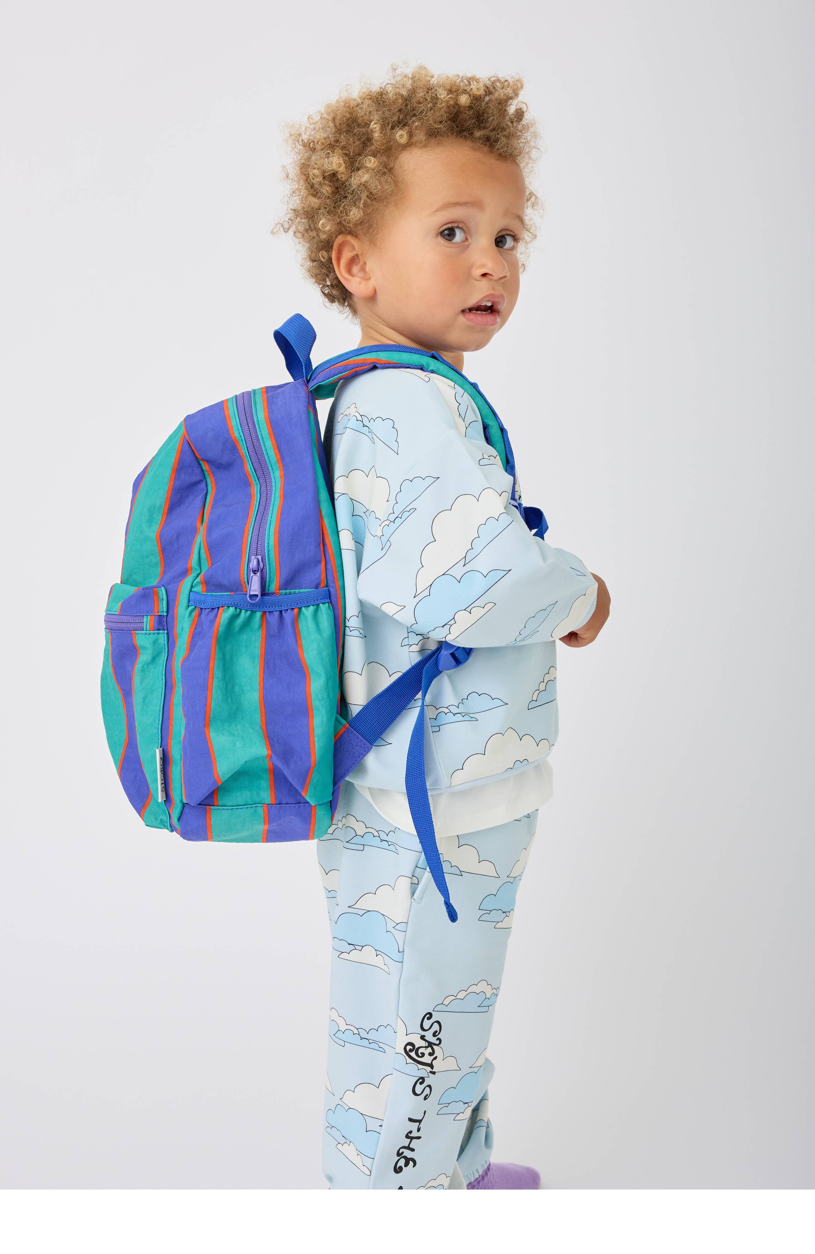 Cool Kid Backpack | Blue & Rust Stripe