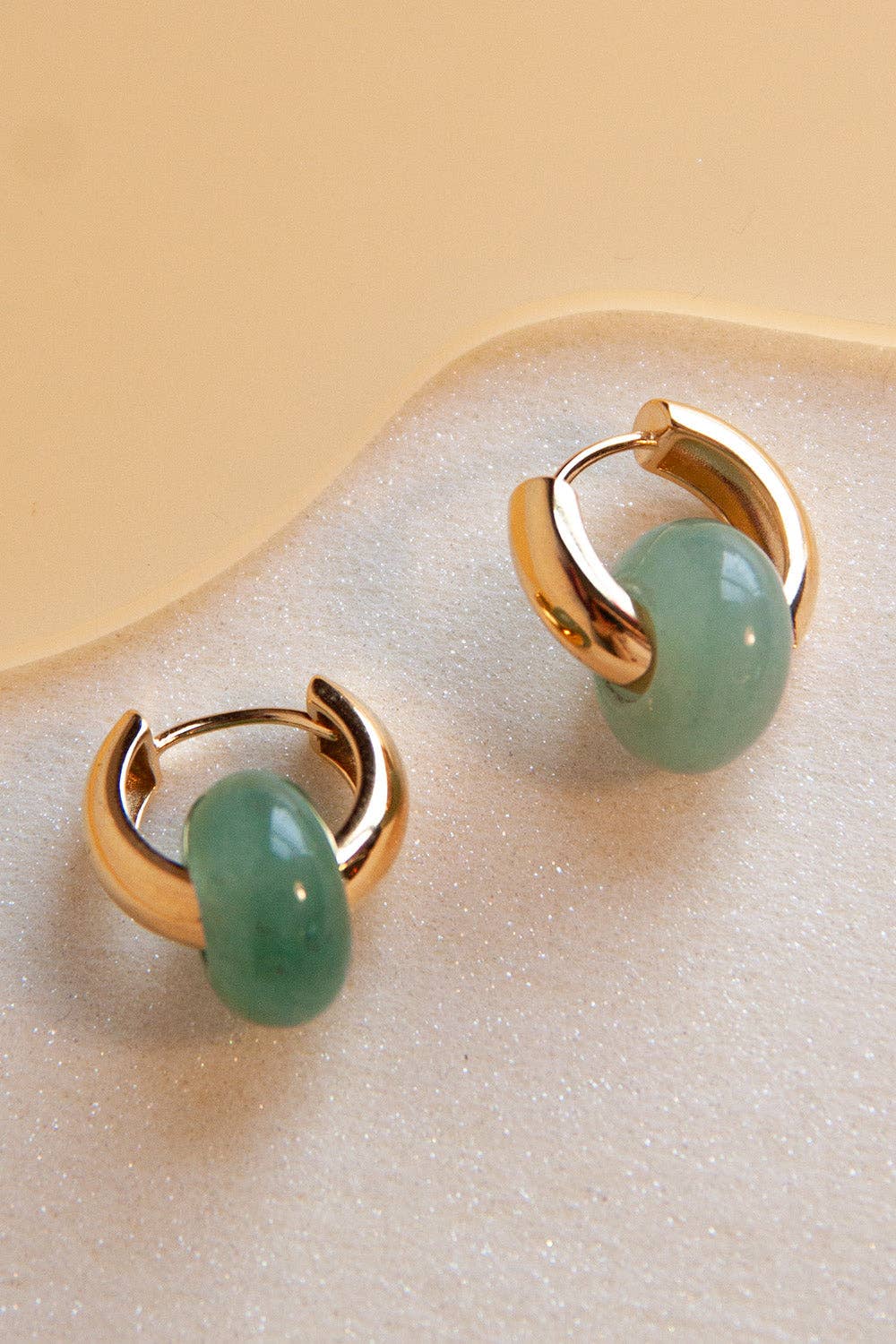 Rondella Stone Hoops | Light Jade