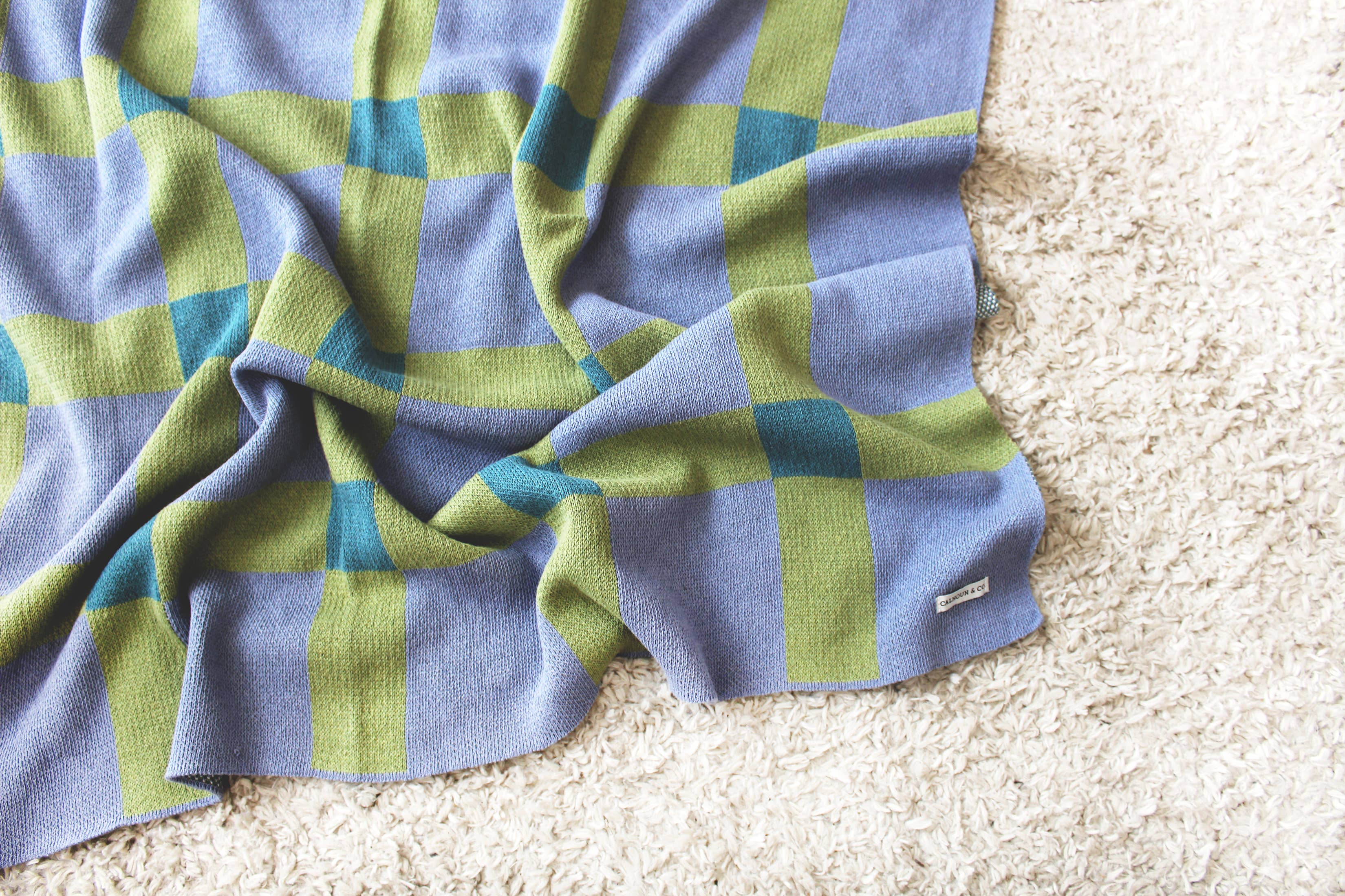 Gingham Knit Blanket | Blueberry Pie