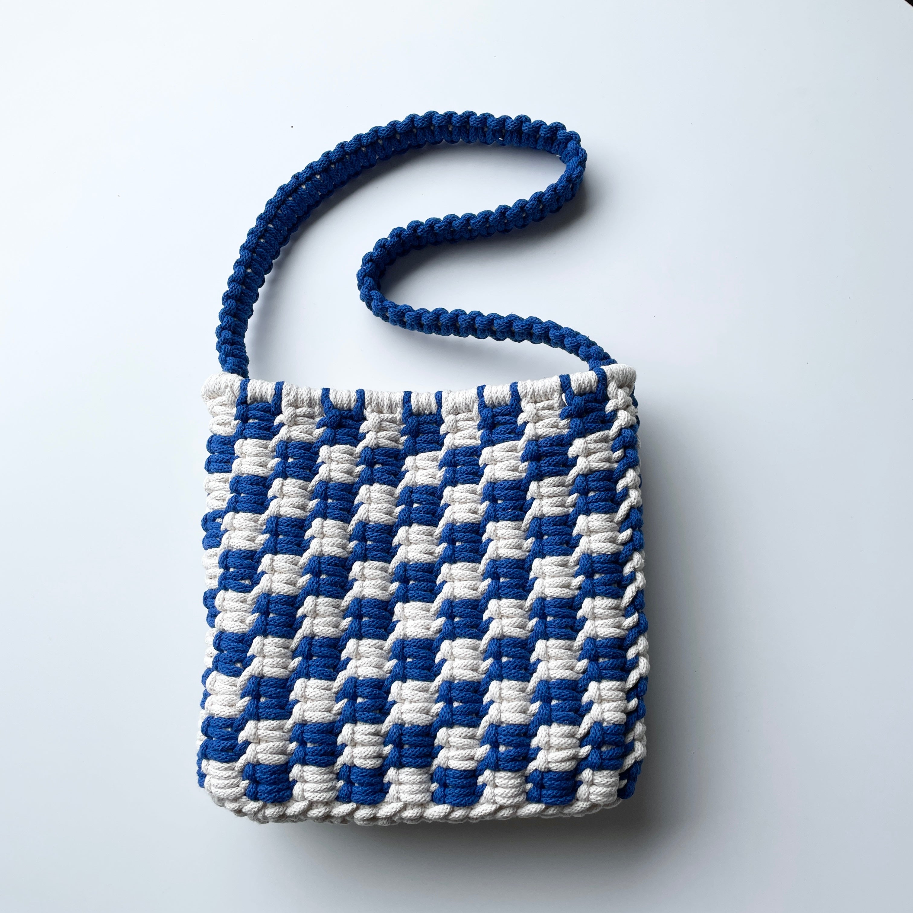 Checkered Macrame Shoulder Bag